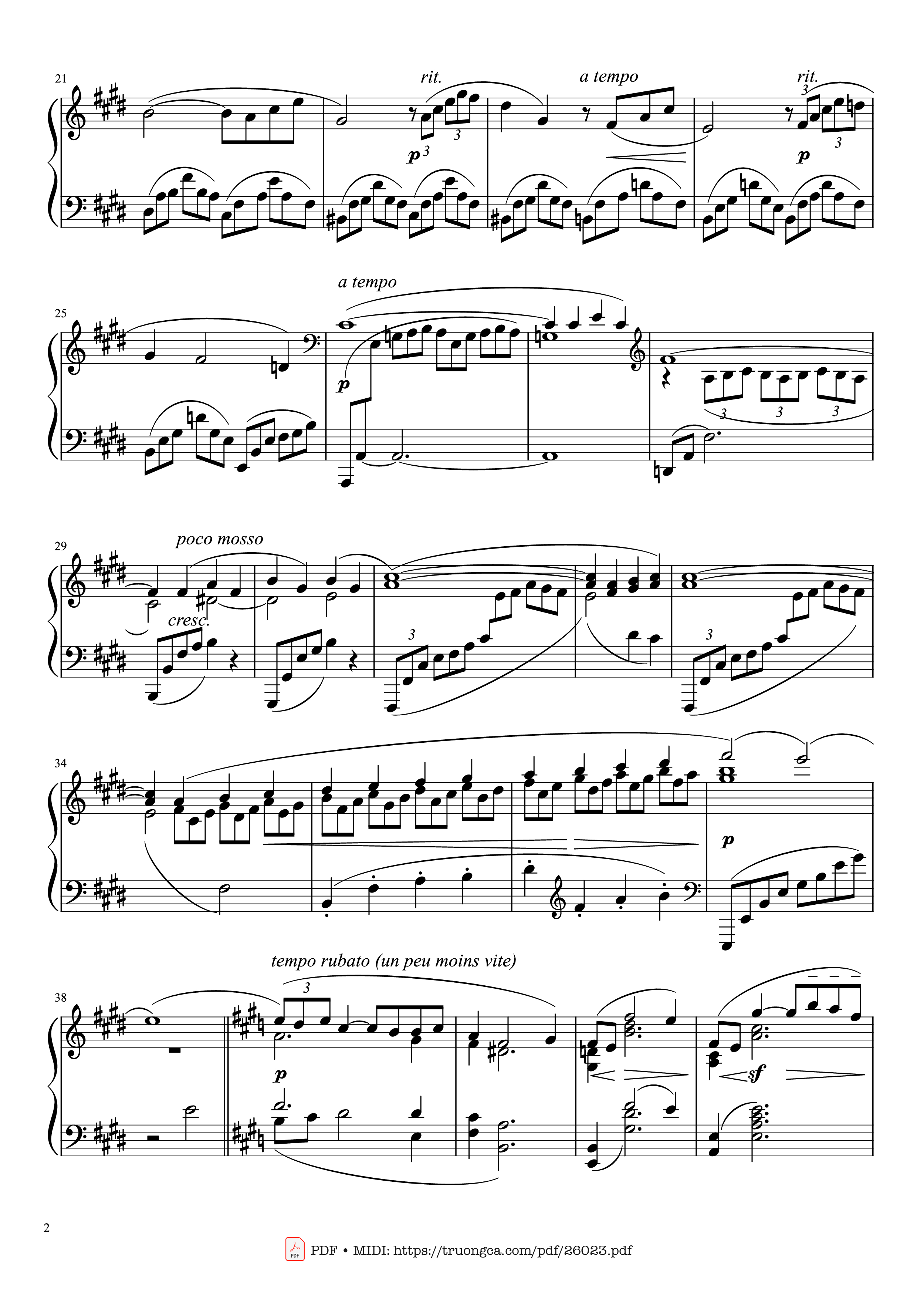 Trang 2 của Sheet nhạc PDF Piano bài hát Arabesque No. 1 in E Major Piano - Claude Achille Debussy