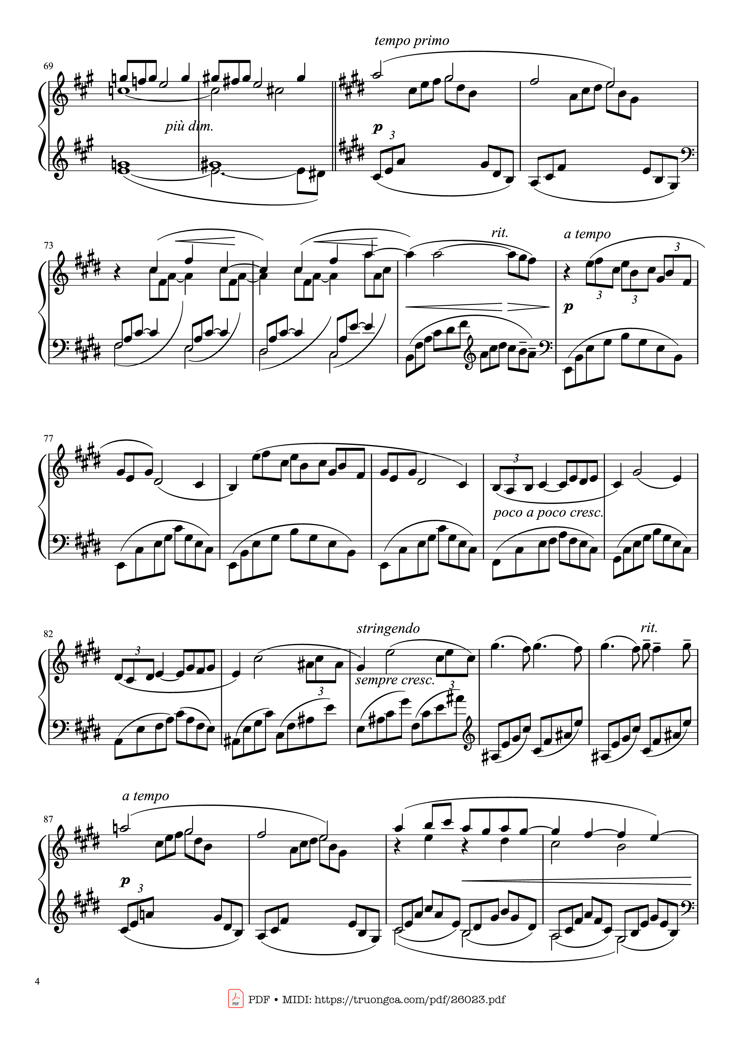 Trang 4 của Sheet nhạc PDF Piano bài hát Arabesque No. 1 in E Major Piano - Claude Achille Debussy