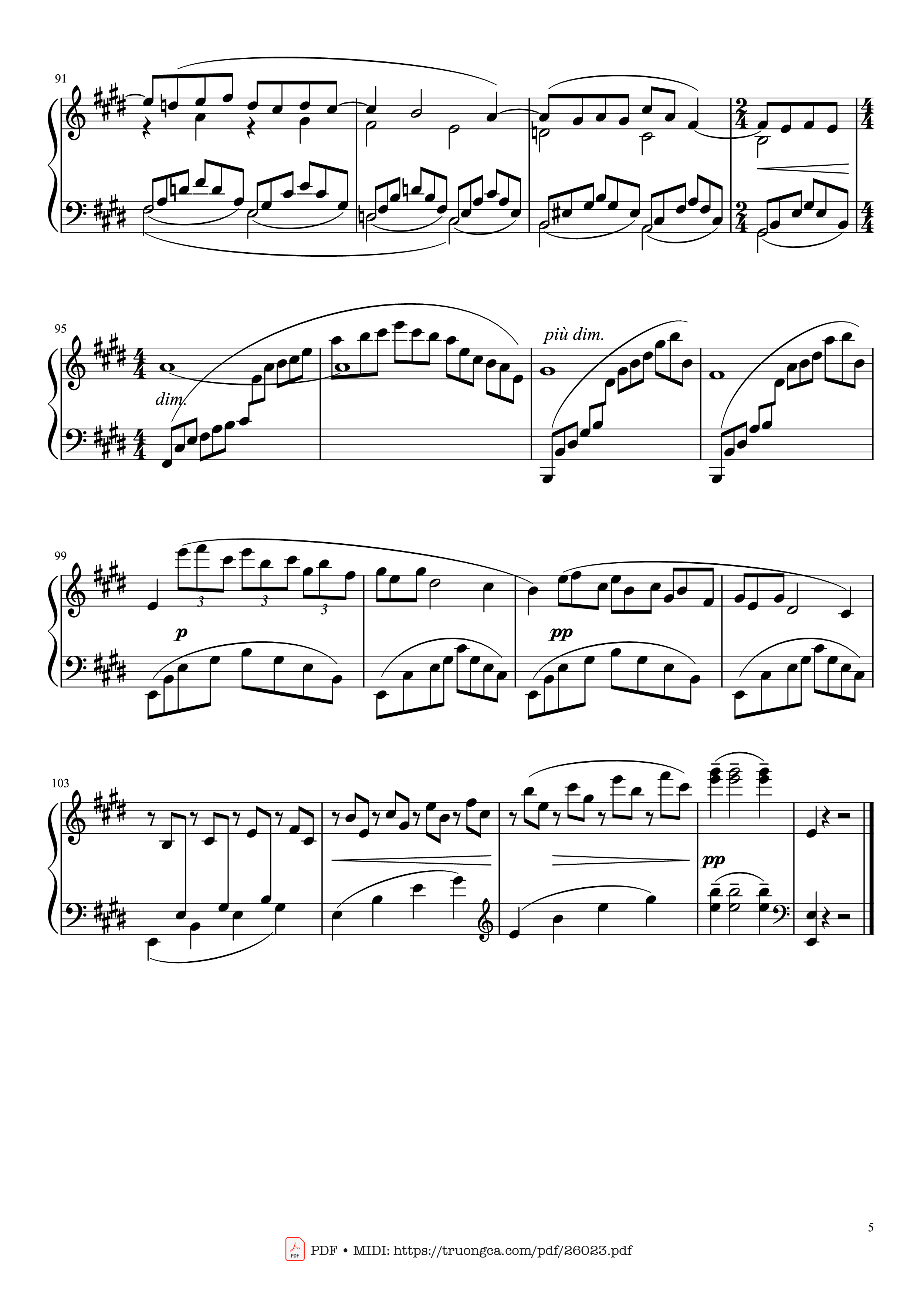 Trang 5 của Sheet nhạc PDF Piano bài hát Arabesque No. 1 in E Major Piano - Claude Achille Debussy
