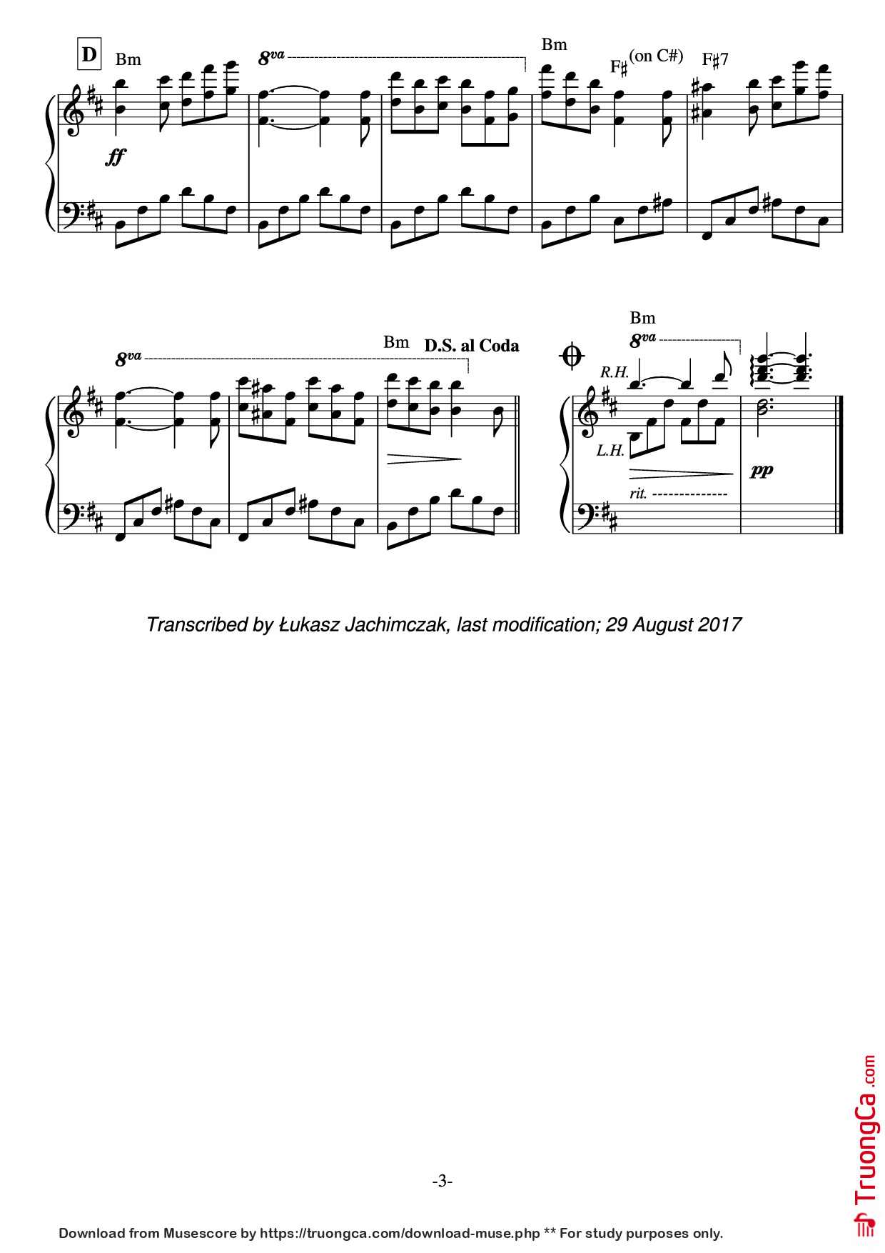 Trang 3 của Sheet nhạc PDF bài hát Jardin Secret Piano - Music by Paul de SENNEVILLE and Olivier TOUSSAINT