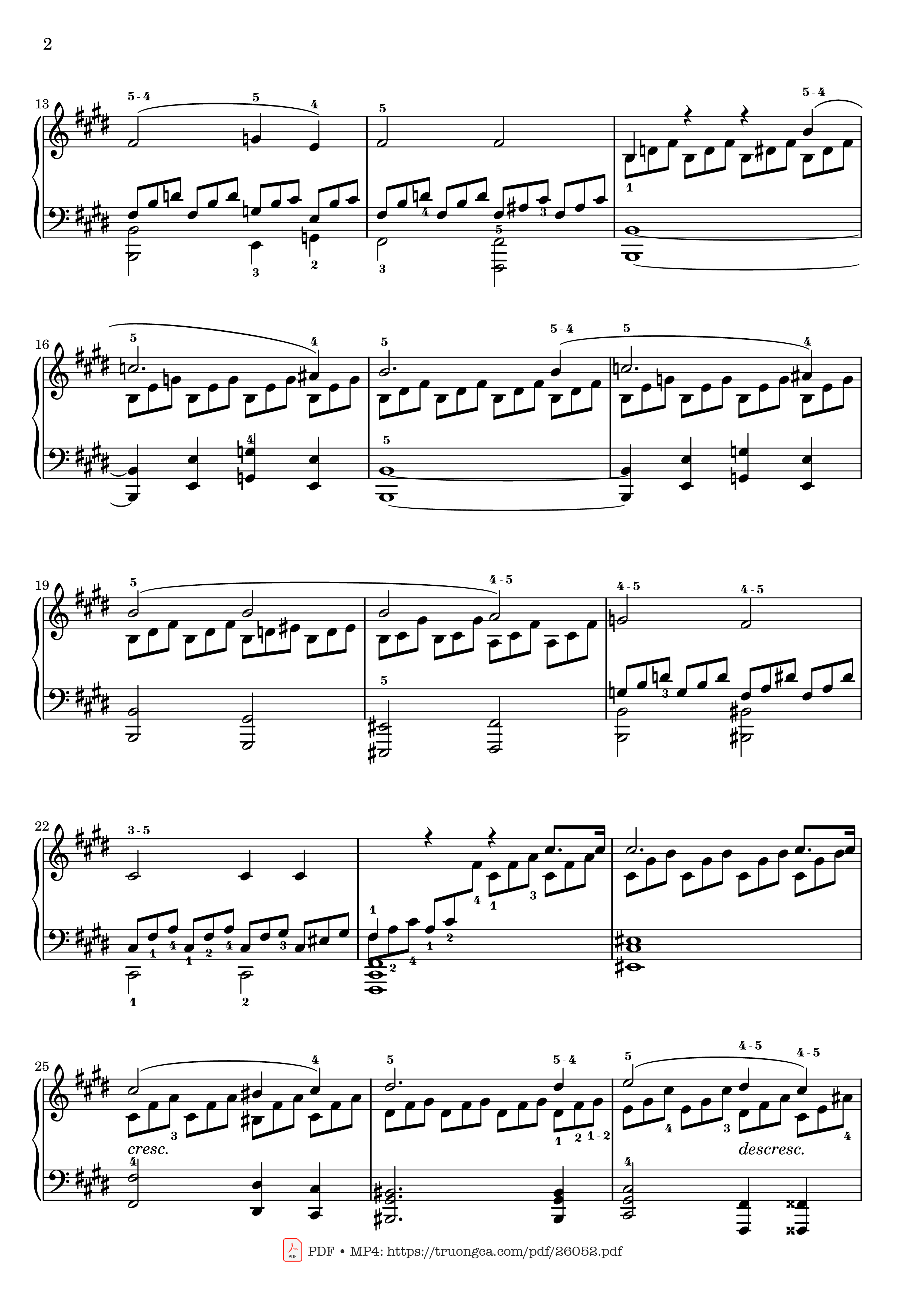 Trang 2 của Sheet nhạc PDF bài hát Sonata No. 14, Moonlight 1st Movement (With Fingering) - Ludwig van Beethoven