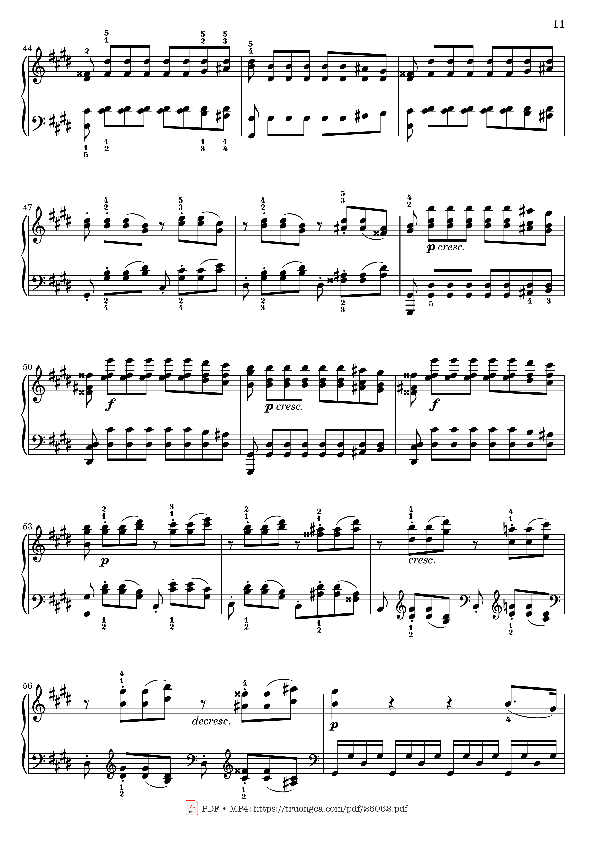 Trang 11 của Sheet nhạc PDF bài hát Sonata No. 14, Moonlight 1st Movement (With Fingering) - Ludwig van Beethoven