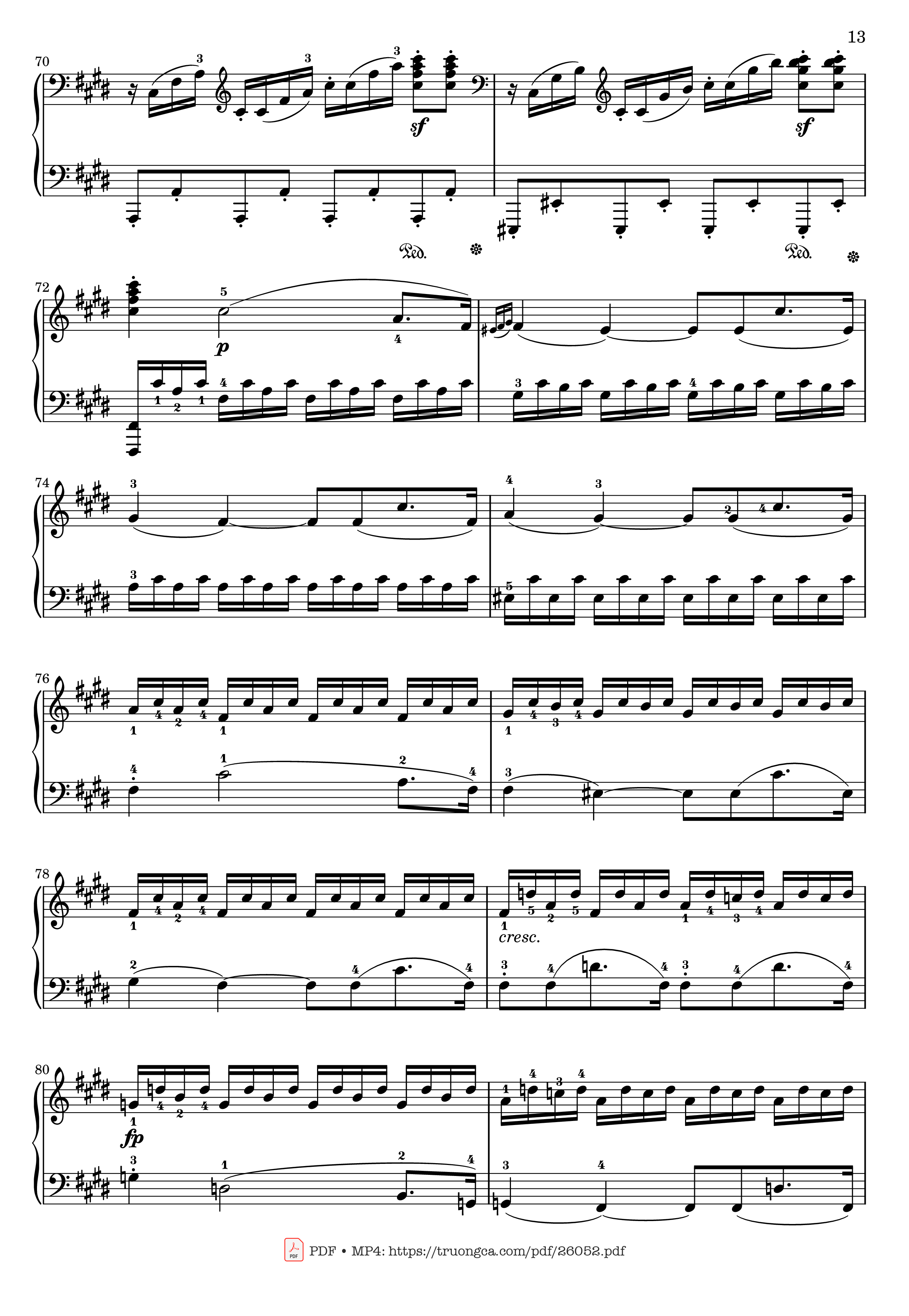 Trang 13 của Sheet nhạc PDF bài hát Sonata No. 14, Moonlight 1st Movement (With Fingering) - Ludwig van Beethoven