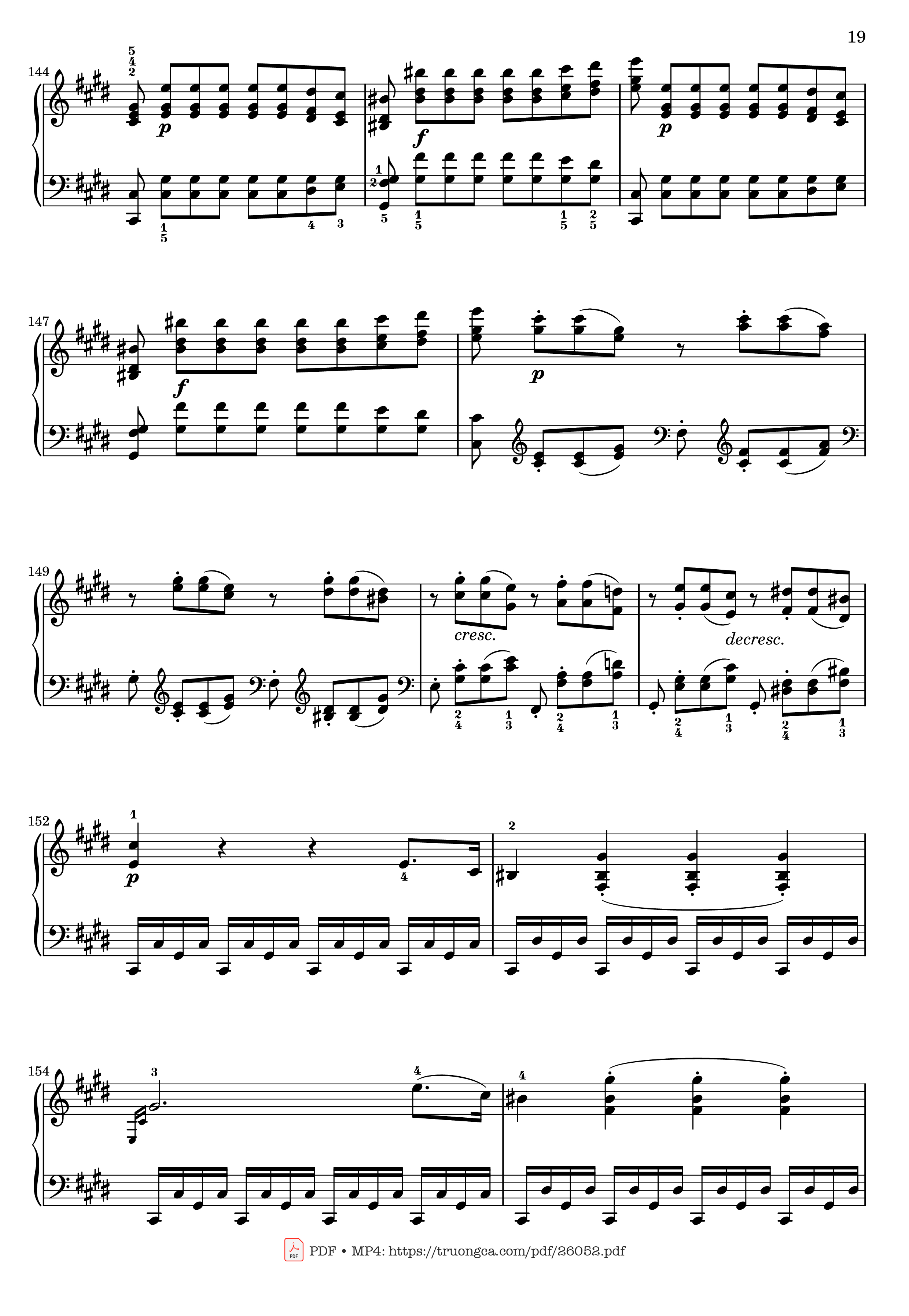 Trang 19 của Sheet nhạc PDF bài hát Sonata No. 14, Moonlight 1st Movement (With Fingering) - Ludwig van Beethoven
