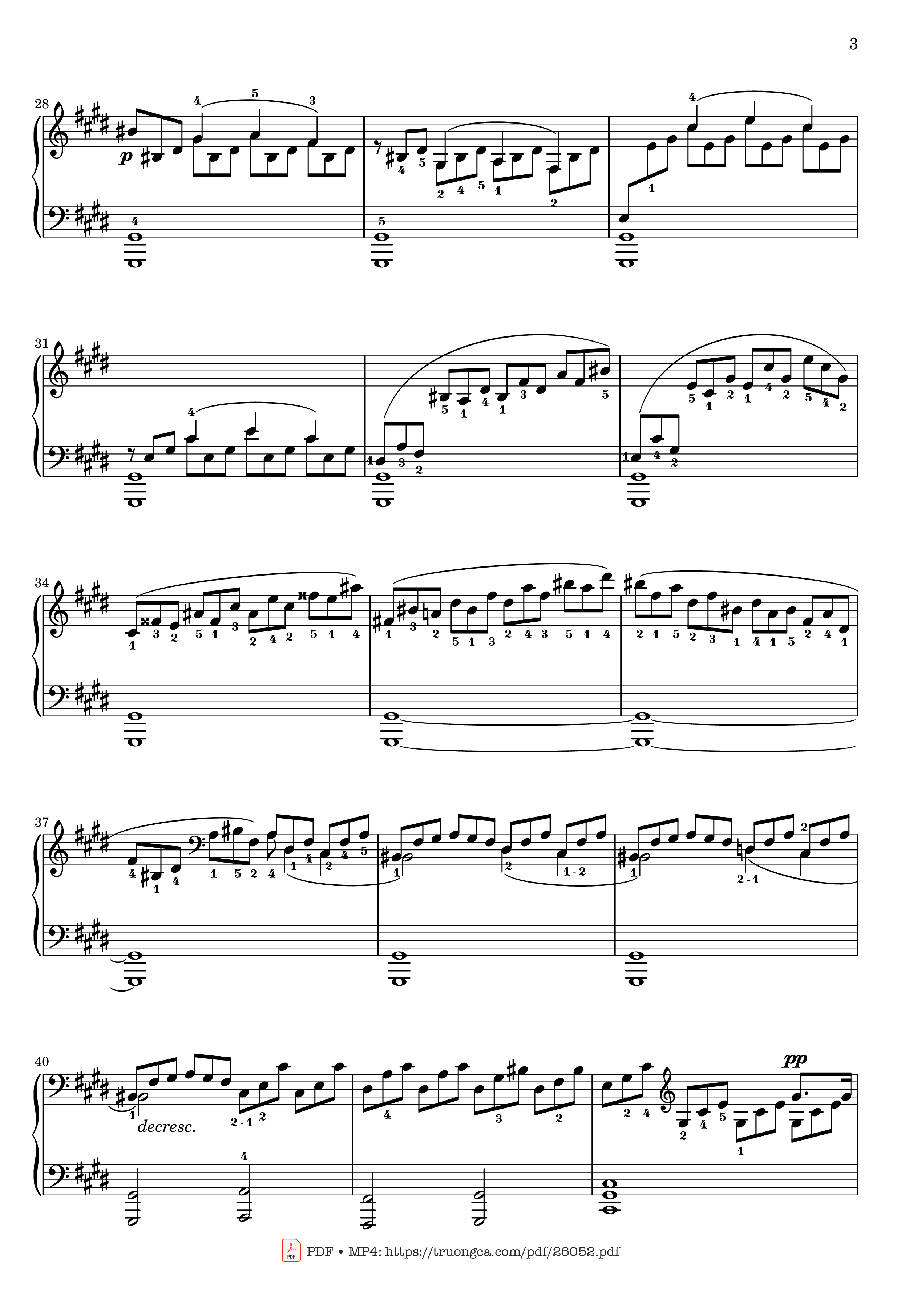 Trang 3 của Sheet nhạc PDF bài hát Sonata No. 14, Moonlight 1st Movement (With Fingering) - Ludwig van Beethoven
