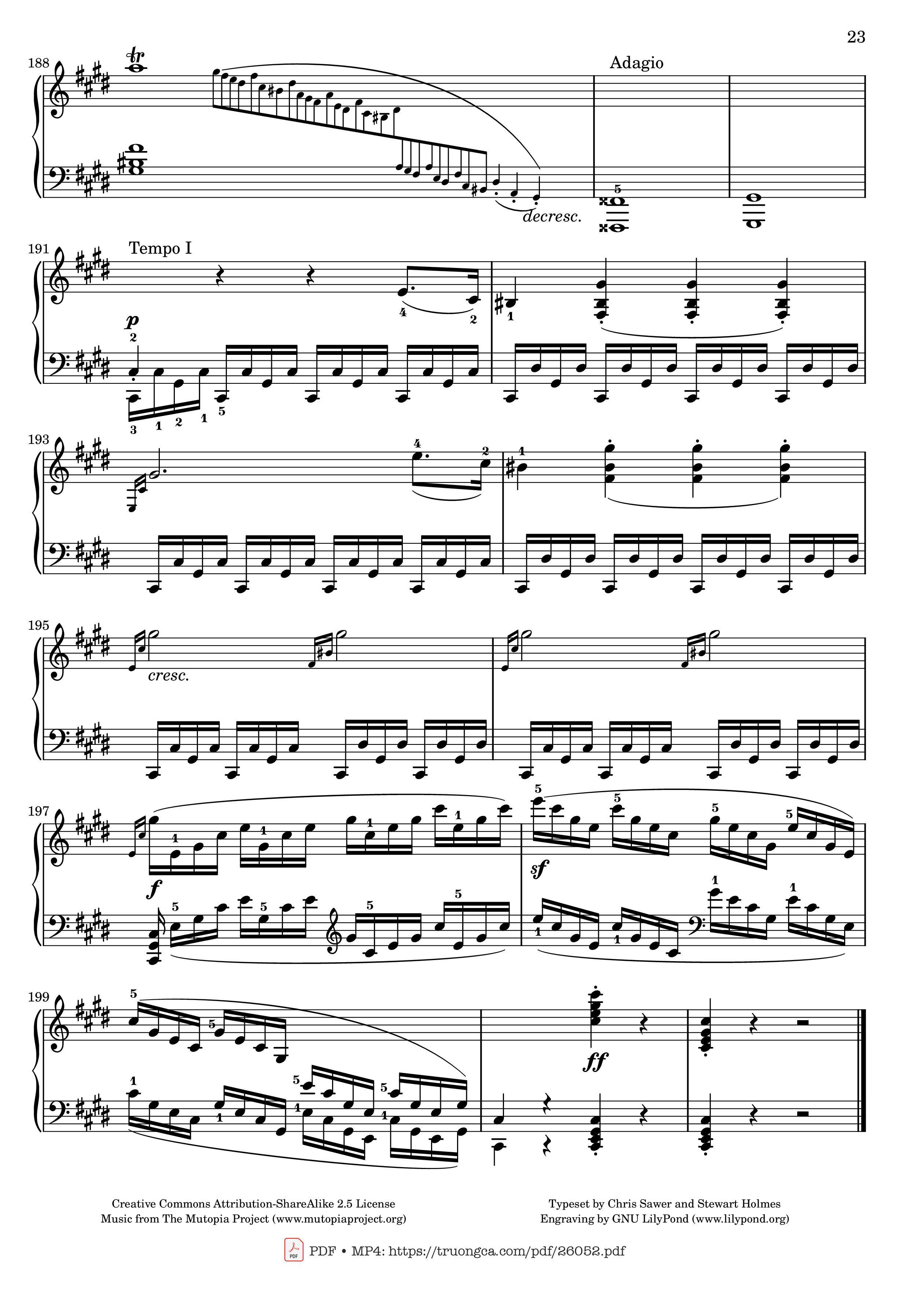 Trang 23 của Sheet nhạc PDF bài hát Sonata No. 14, Moonlight 1st Movement (With Fingering) - Ludwig van Beethoven