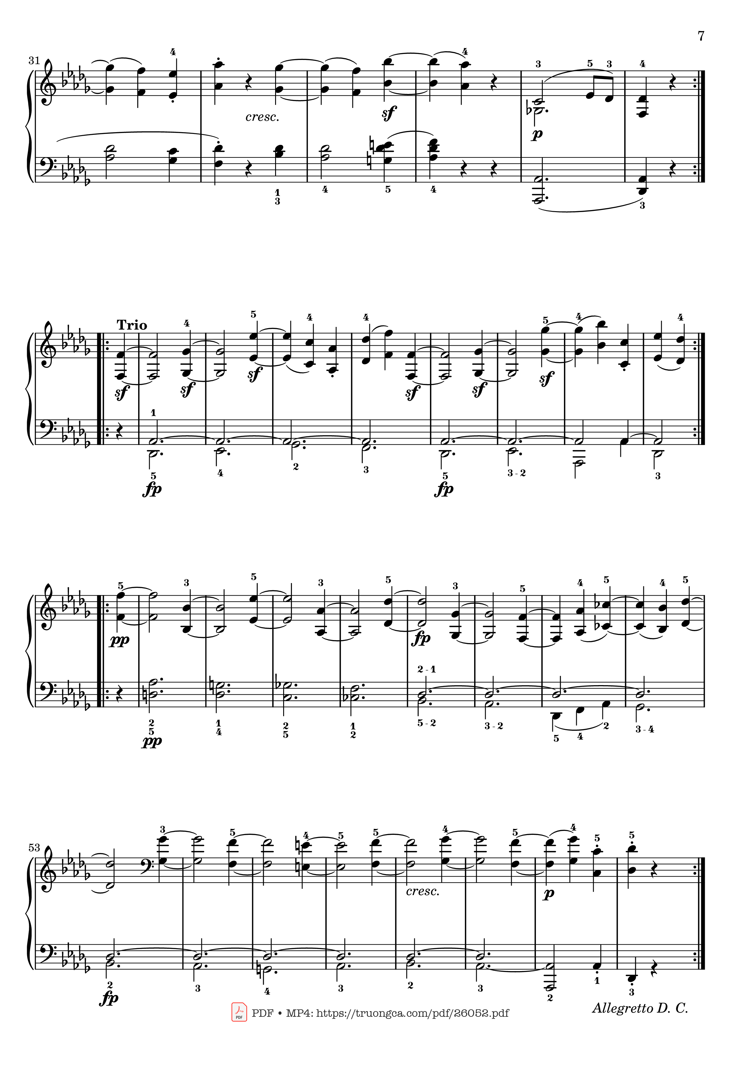 Trang 7 của Sheet nhạc PDF bài hát Sonata No. 14, Moonlight 1st Movement (With Fingering) - Ludwig van Beethoven