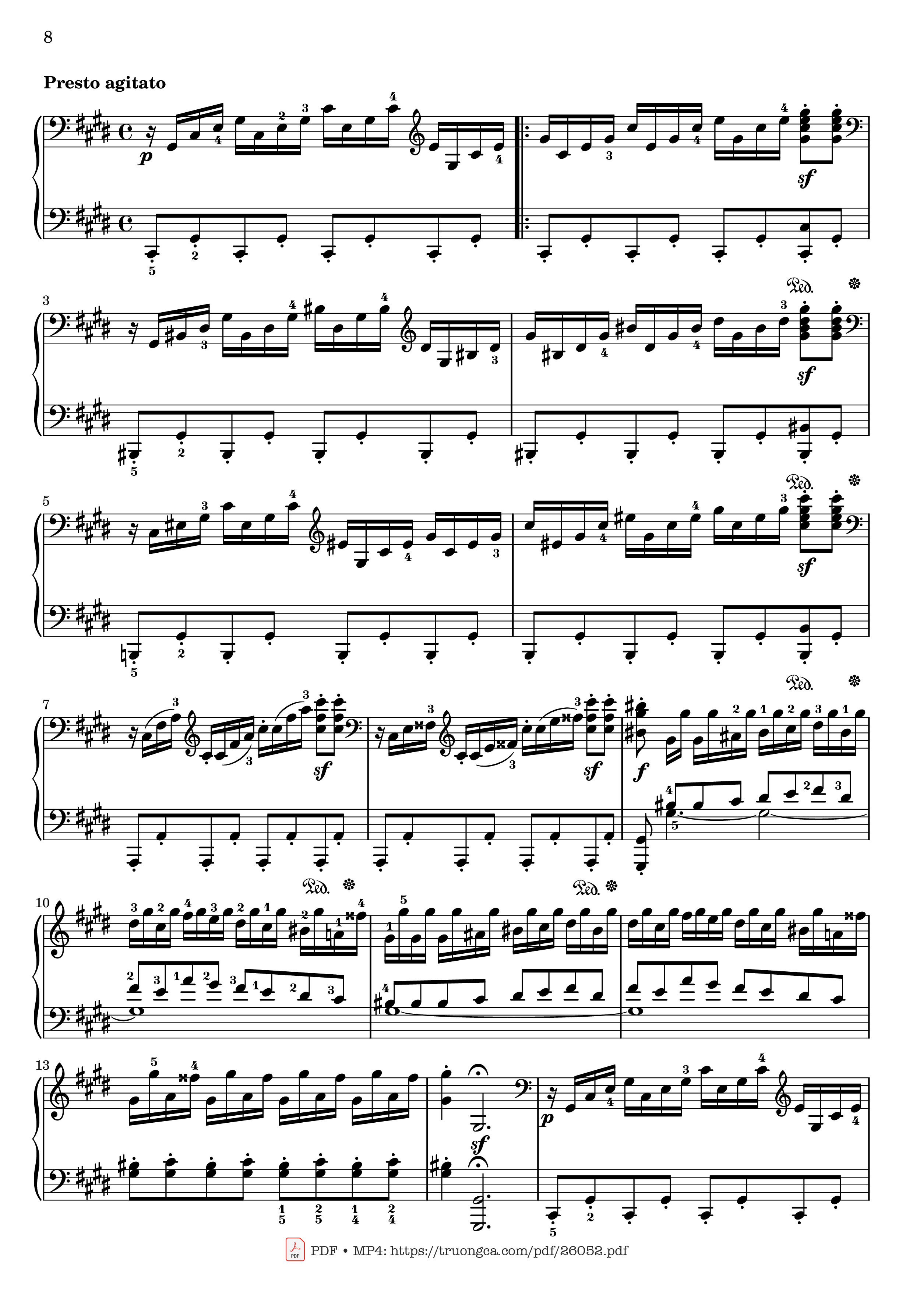 Trang 8 của Sheet nhạc PDF bài hát Sonata No. 14, Moonlight 1st Movement (With Fingering) - Ludwig van Beethoven