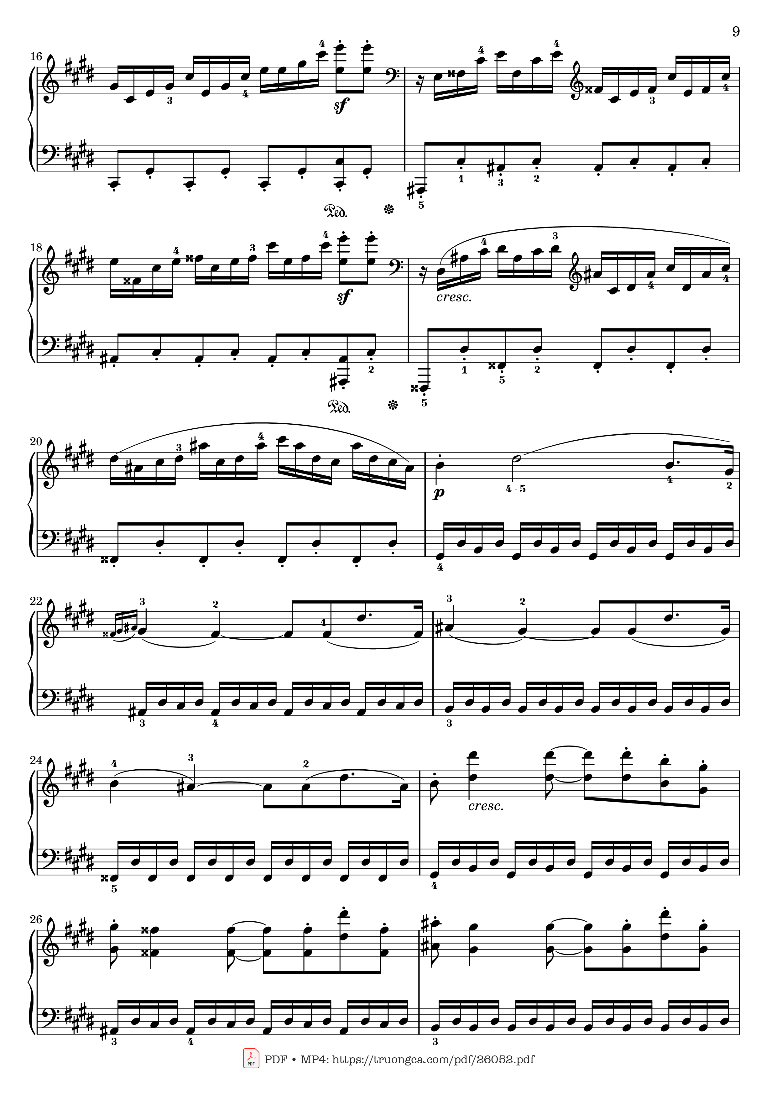 Trang 9 của Sheet nhạc PDF bài hát Sonata No. 14, Moonlight 1st Movement (With Fingering) - Ludwig van Beethoven