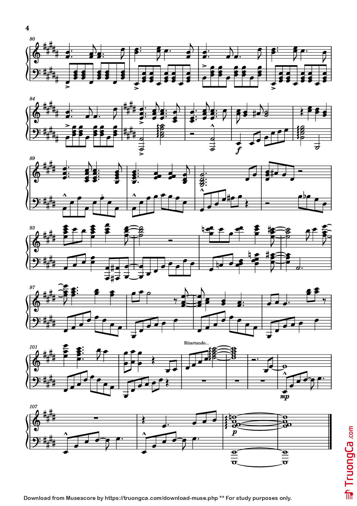 Trang 4 của Sheet nhạc PDF Piano bài hát Never Meant to Know Piano - Tally Hall