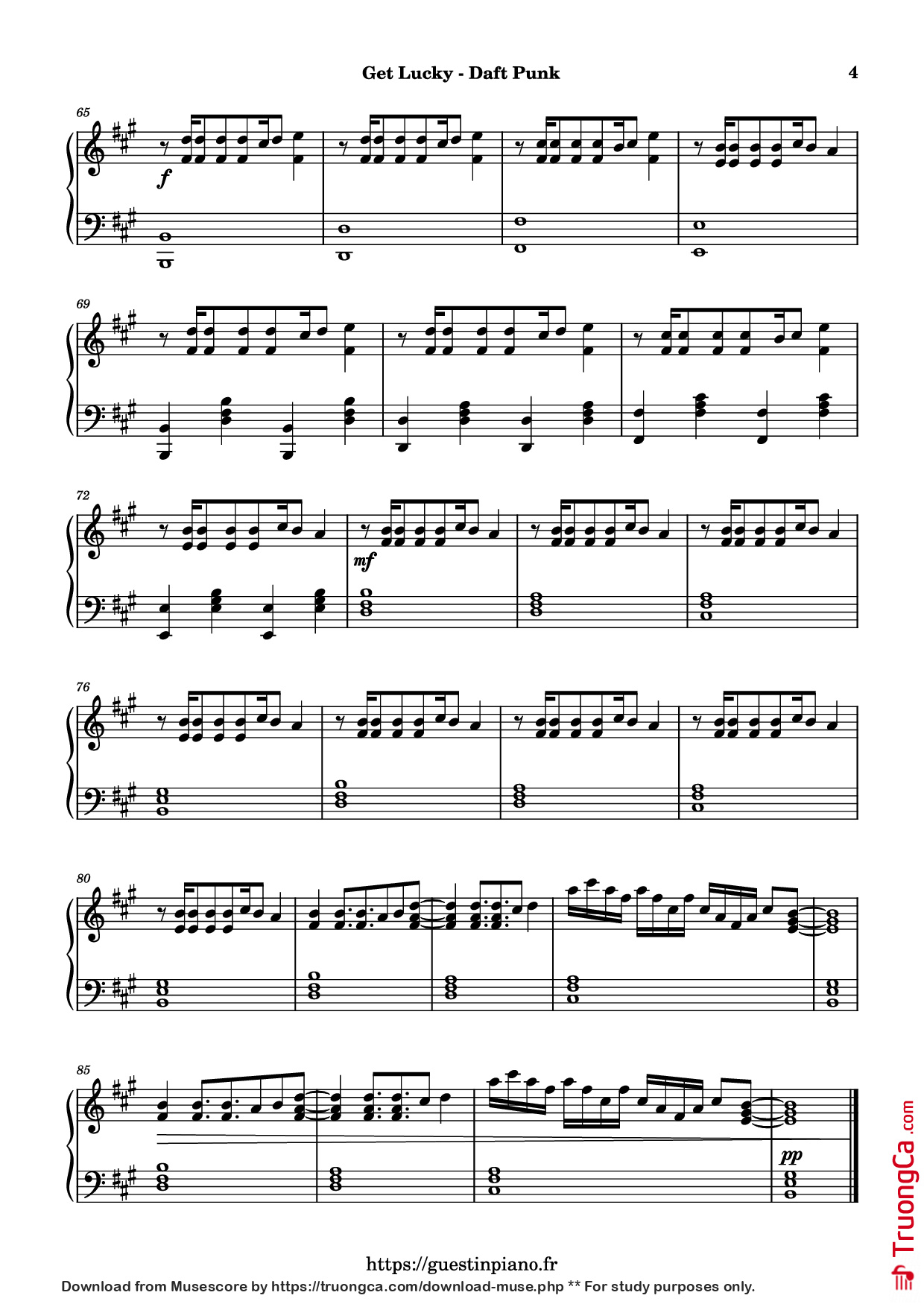 Trang 4 của Sheet nhạc PDF Piano bài hát Get Lucky Piano - Daft Punk