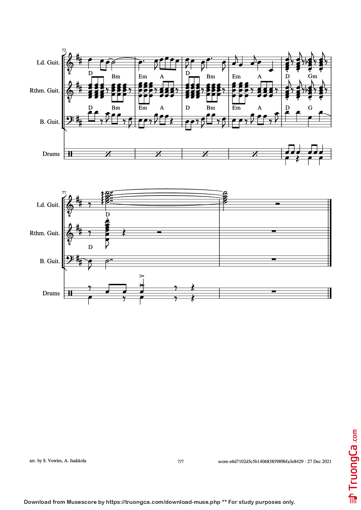 Trang 7 của Sheet nhạc PDF Guitar Tab bài hát Perfidia Guitar TAB - The Ventures