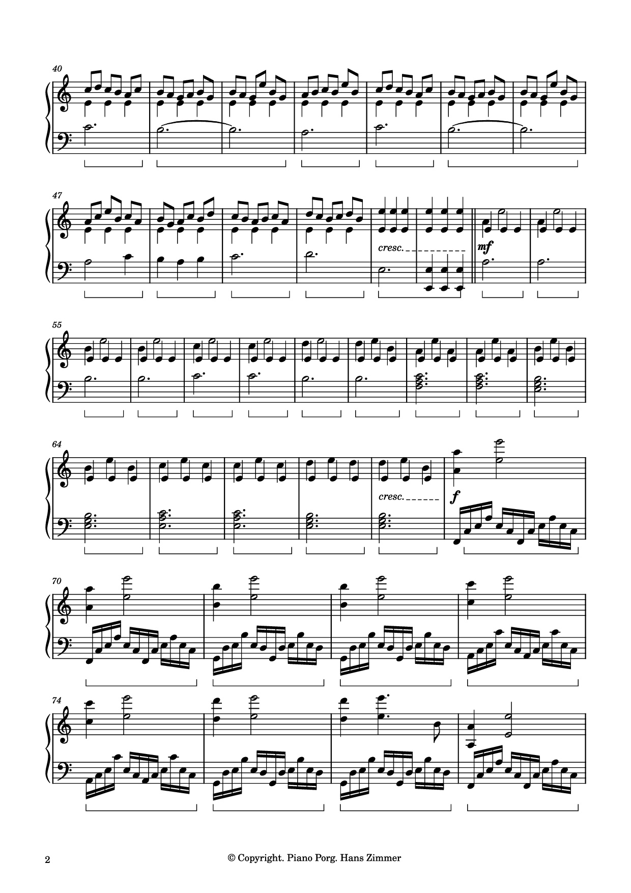 Trang 2 của Sheet nhạc PDF Piano bài hát Interstellar Main Theme Piano - Music by Hans Zimmer