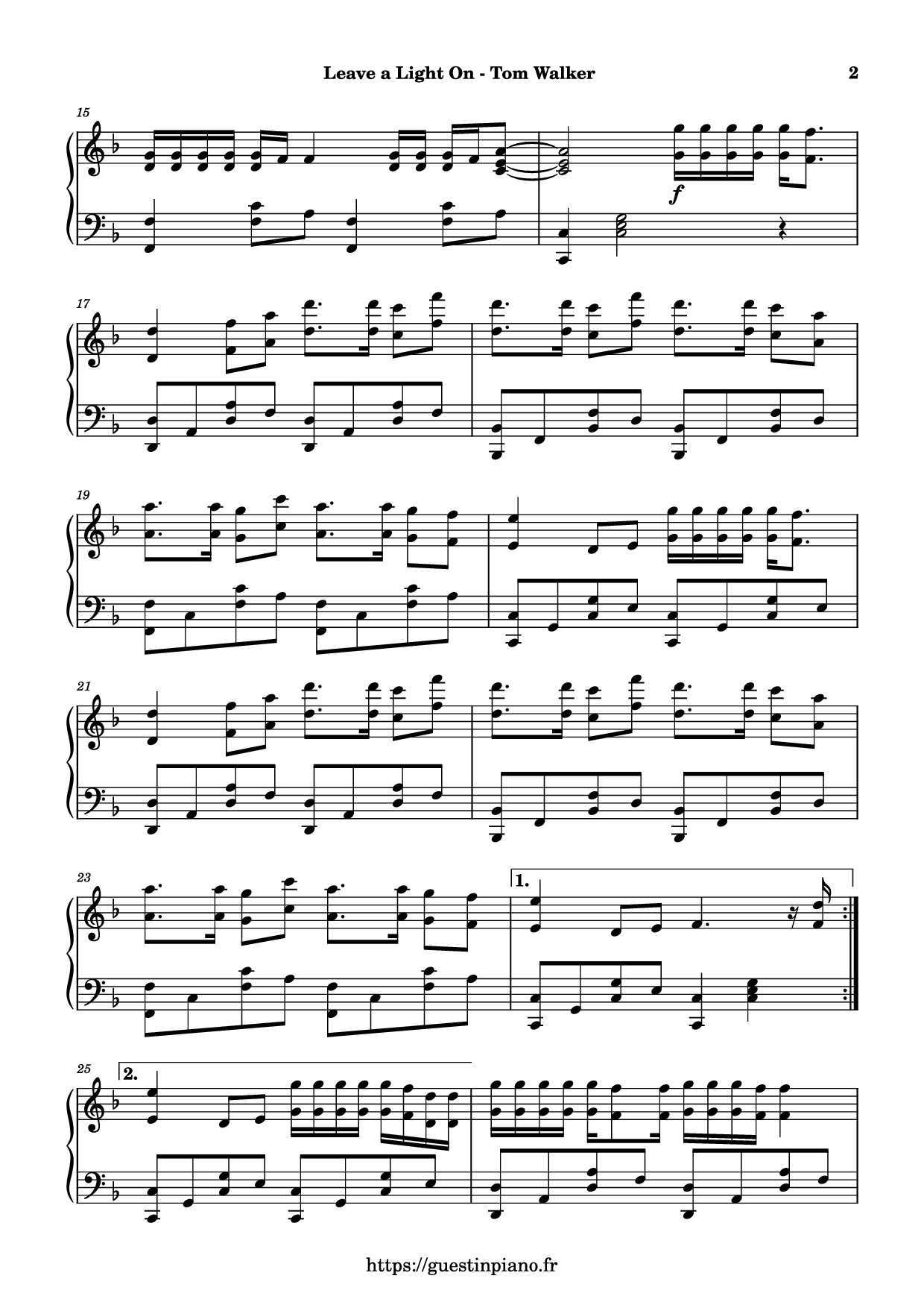 Trang 2 của Sheet nhạc PDF Piano bài hát Leave a Light On Piano - Tom Walker