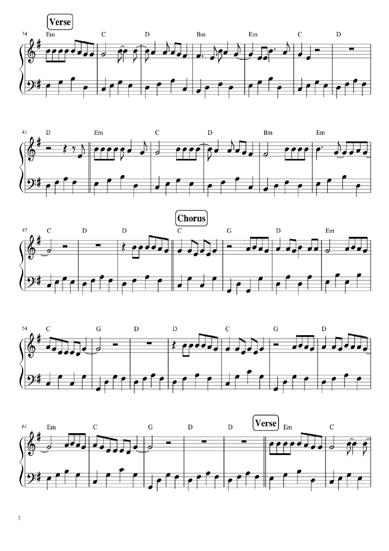 Trang 2 của Sheet nhạc PDF Piano bài hát Let her go Piano - Mike Rosenberg