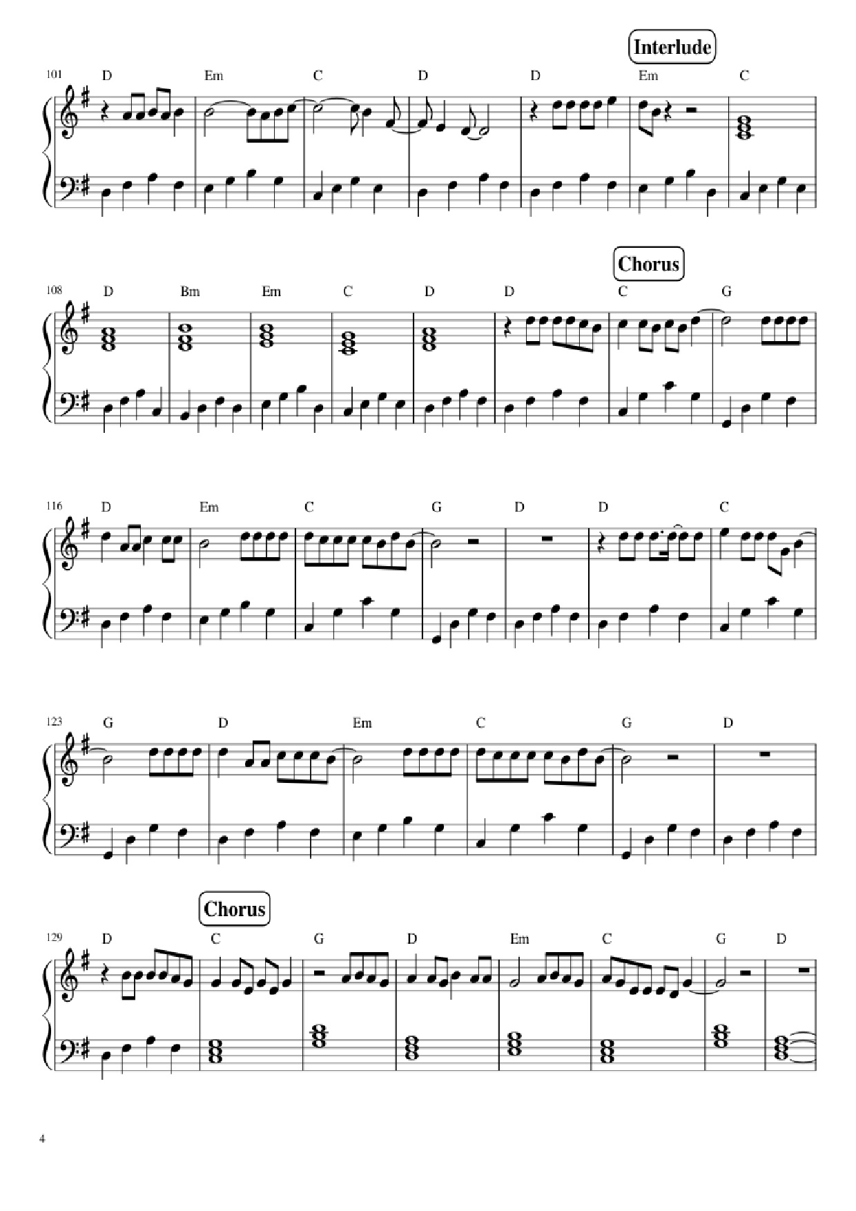 Trang 4 của Sheet nhạc PDF Piano bài hát Let her go Piano - Mike Rosenberg