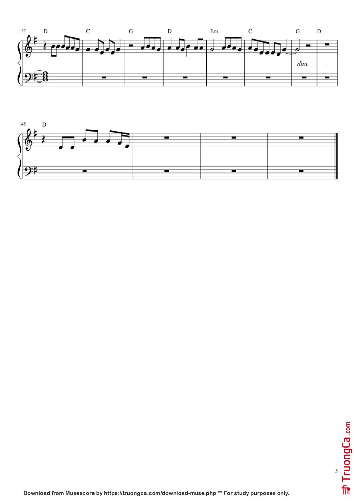 Trang 5 của Sheet nhạc PDF Piano bài hát Let her go Piano - Mike Rosenberg