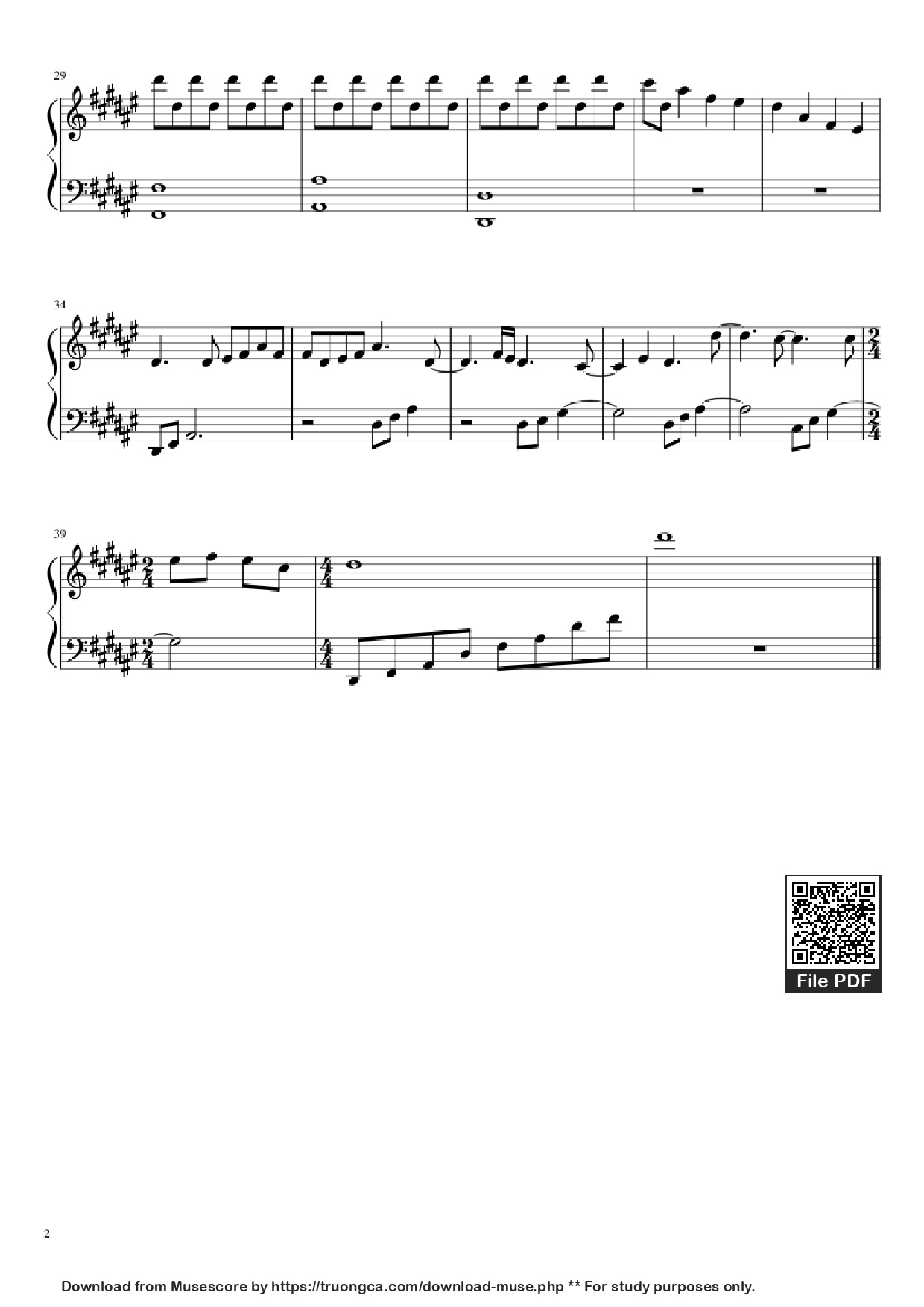 Trang 2 của Sheet nhạc PDF Piano bài hát The Beginning - Homeless man plays Piano - Jasper