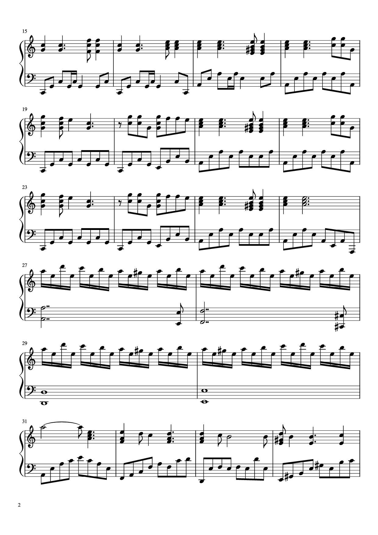 Trang 2 của Sheet nhạc PDF Piano bài hát In Your World Piano - MUSE arr. Aphelea