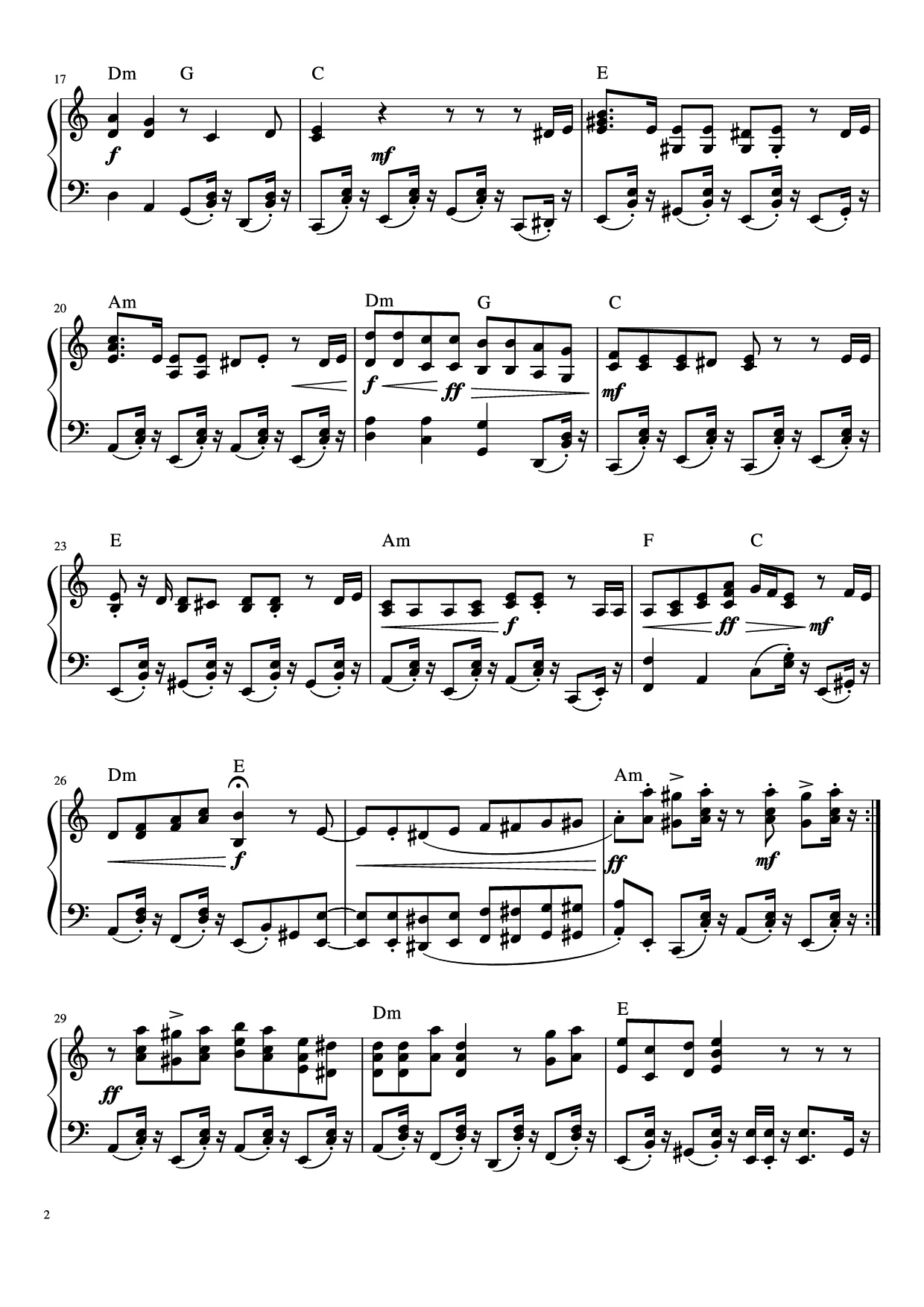 Trang 2 của Sheet nhạc PDF Piano bài hát В синем море, в белой пене Piano - Р. Амирханян