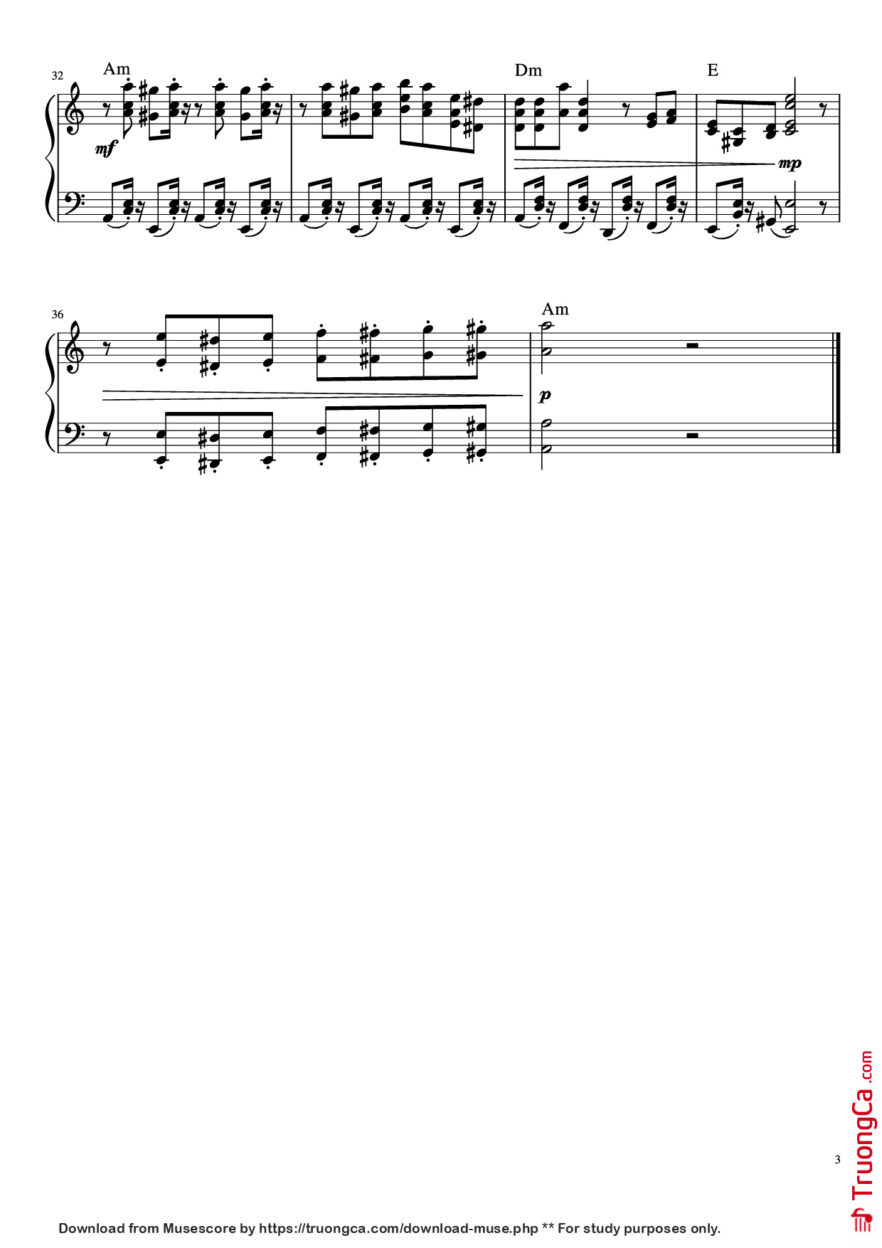 Trang 3 của Sheet nhạc PDF Piano bài hát В синем море, в белой пене Piano - Р. Амирханян