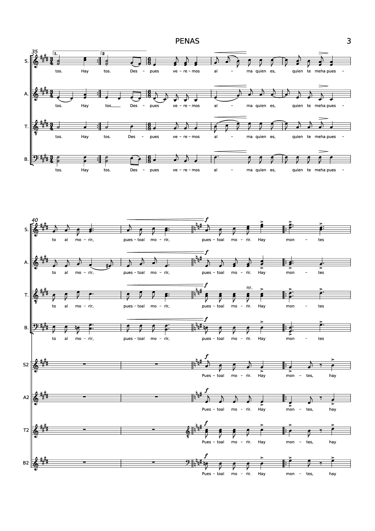 Trang 3 của Sheet nhạc PDF Piano bài hát PENAS Piano - Música: Beatríz Corona