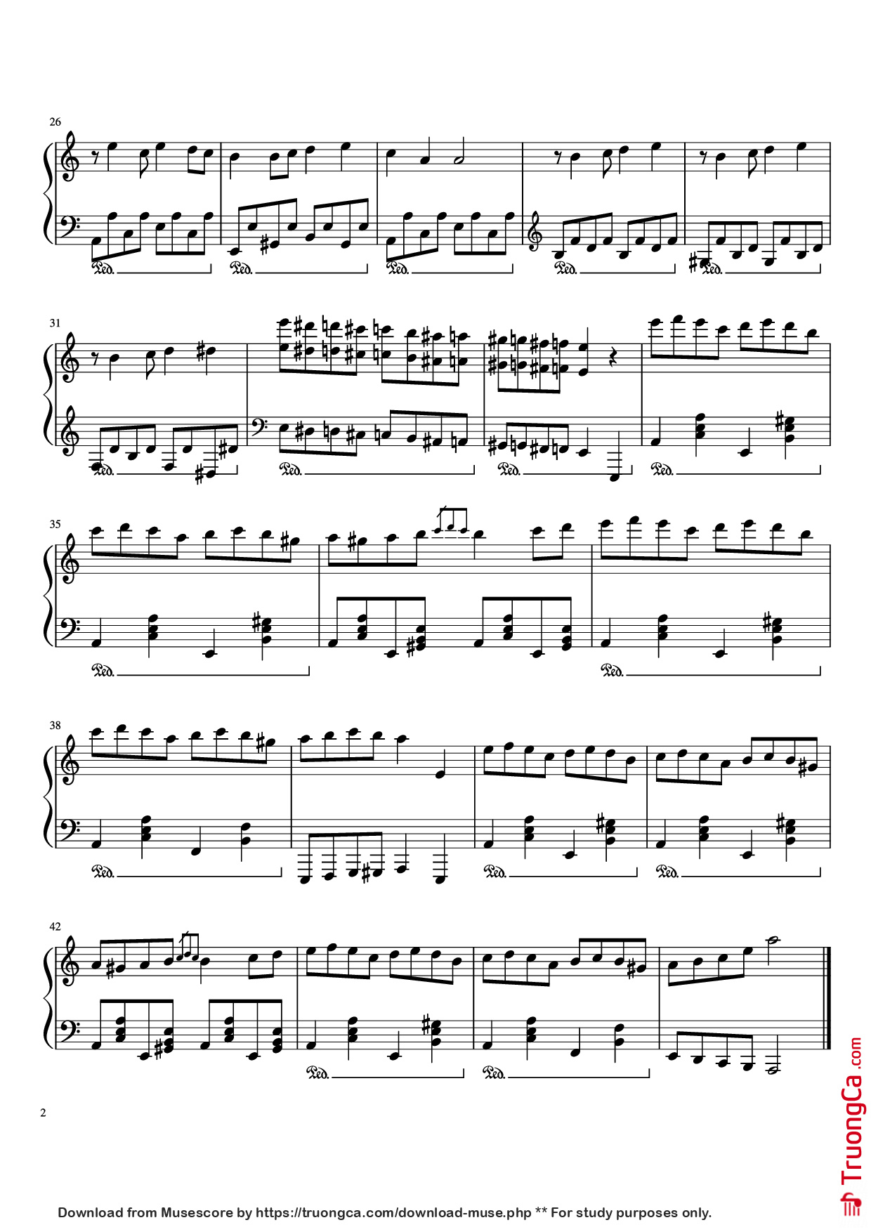 Trang 2 của Sheet nhạc PDF Piano bài hát Korobeiniki (Tetris Theme) Piano - Zakura
