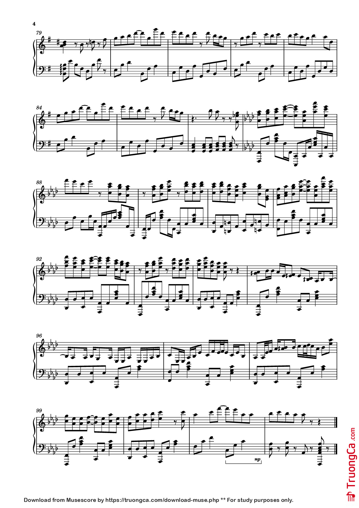 Trang 4 của Sheet nhạc PDF Piano bài hát 夜明けと蛍 Piano - Undefined