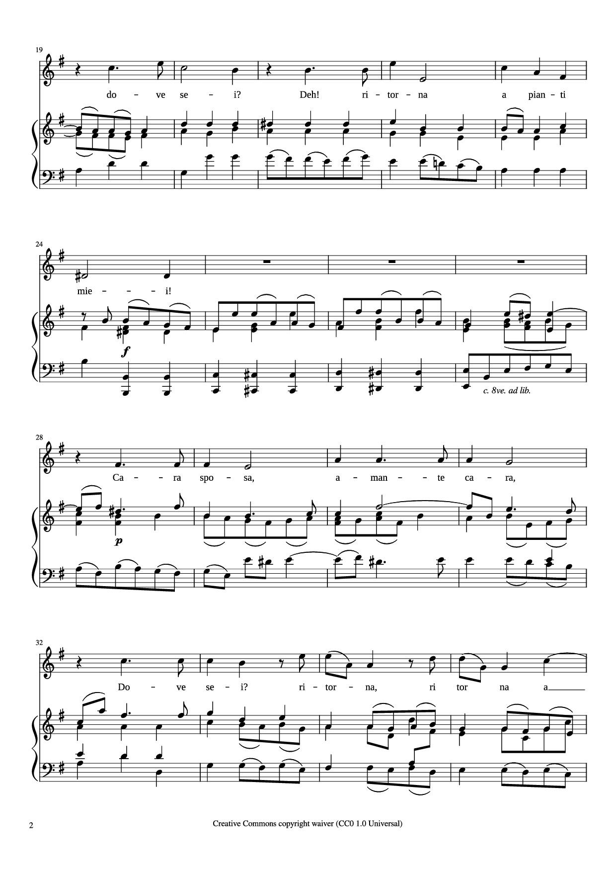 Trang 2 của Sheet nhạc PDF Piano bài hát CARA SPOSA Piano - George Frideric Handel 