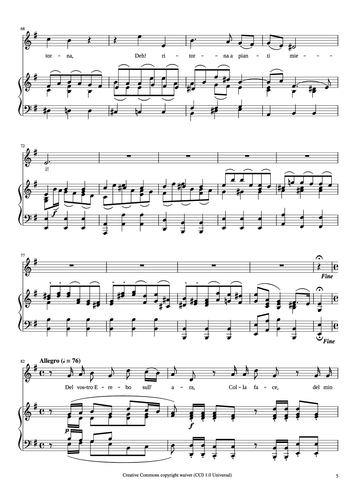 Trang 5 của Sheet nhạc PDF Piano bài hát CARA SPOSA Piano - George Frideric Handel 