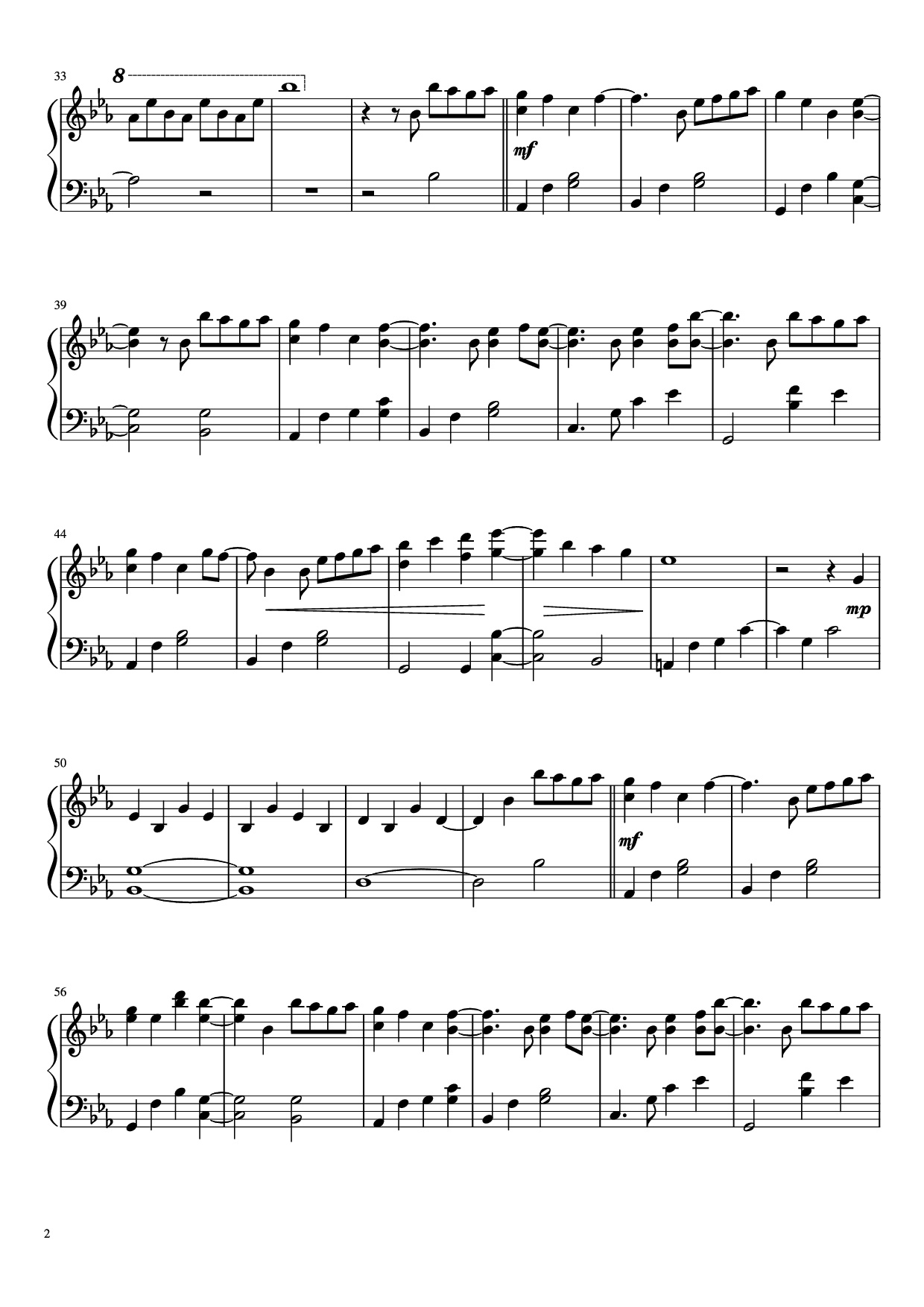 Trang 2 của Sheet nhạc PDF Piano bài hát Presence Piano - Masaru Yokoyama