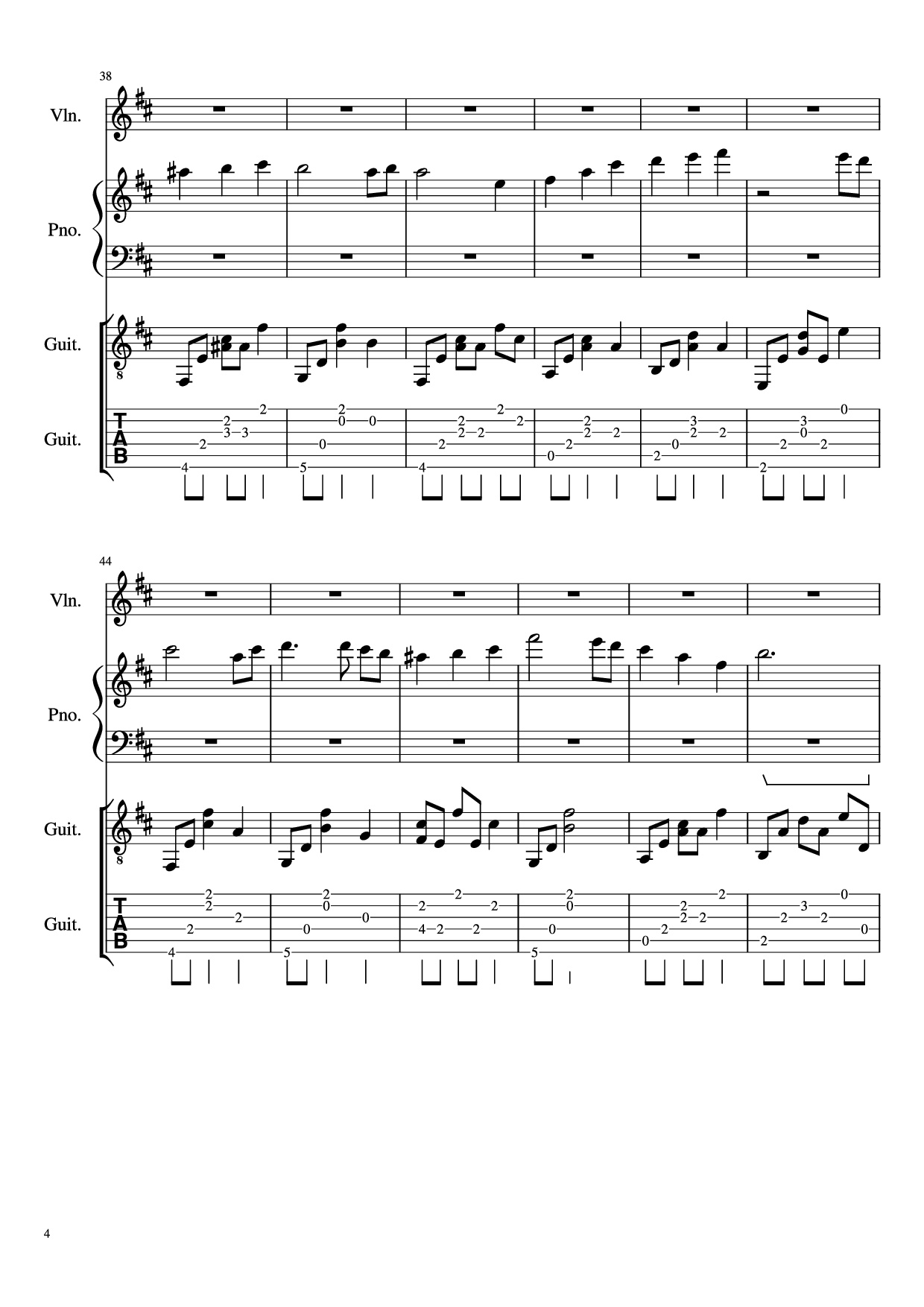 Trang 4 của Sheet nhạc PDF Piano Guitar Tab bài hát -記憶- Piano - 三輪学