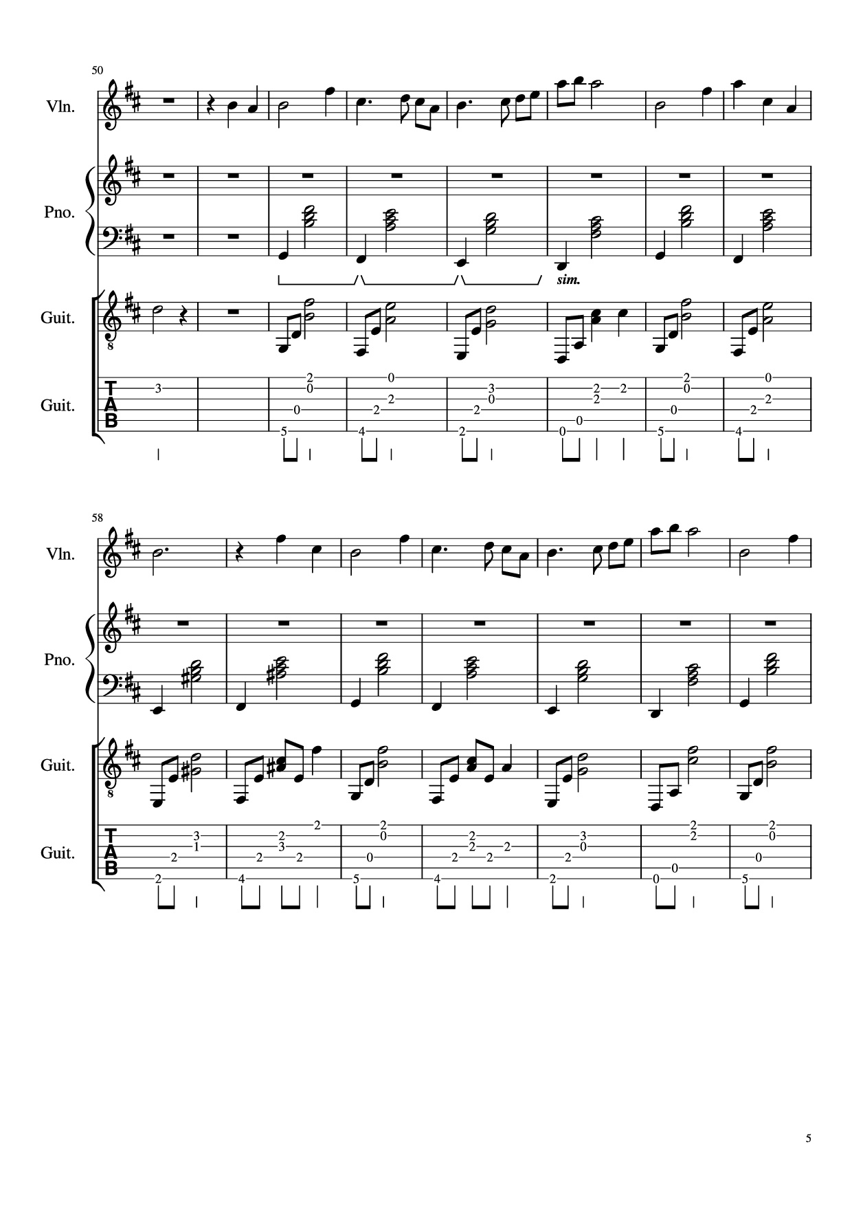 Trang 5 của Sheet nhạc PDF Piano Guitar Tab bài hát -記憶- Piano - 三輪学