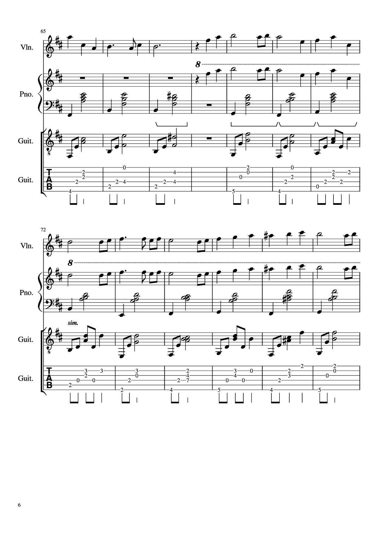 Trang 6 của Sheet nhạc PDF Piano Guitar Tab bài hát -記憶- Piano - 三輪学