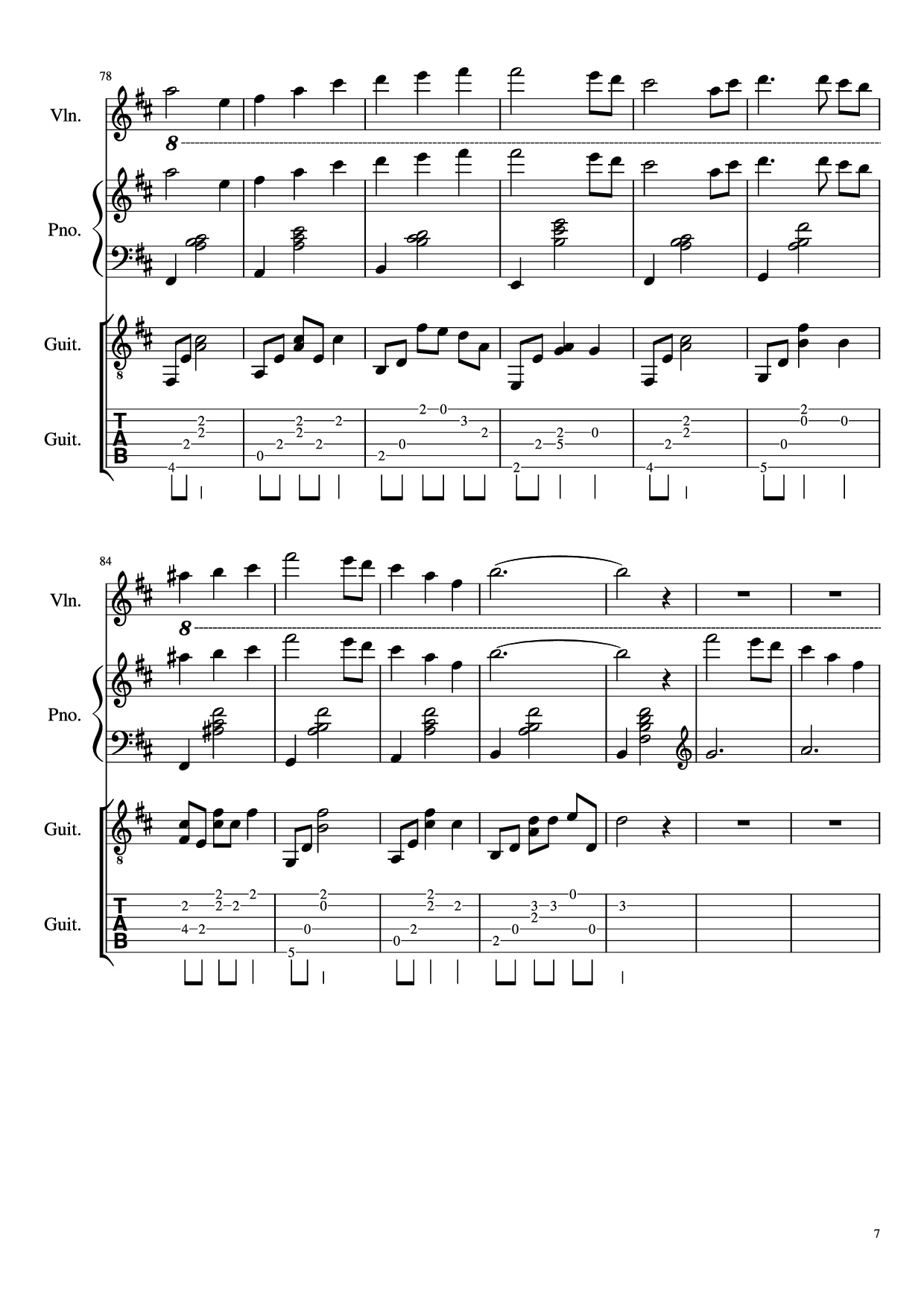 Trang 7 của Sheet nhạc PDF Piano Guitar Tab bài hát -記憶- Piano - 三輪学