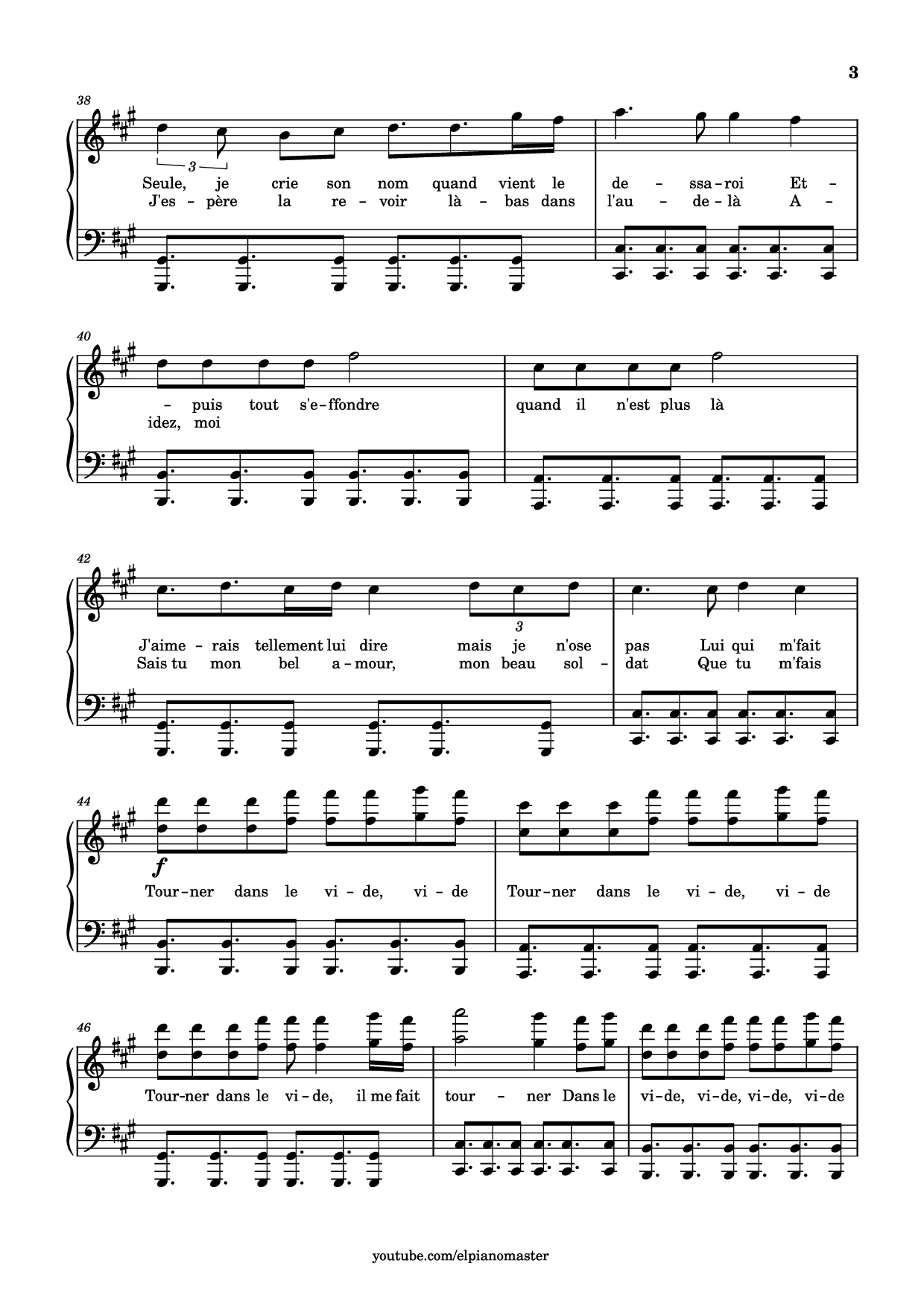 Trang 3 của Sheet nhạc PDF Piano bài hát Tourner dans le vide Piano - Trancribed by El Piano Master
