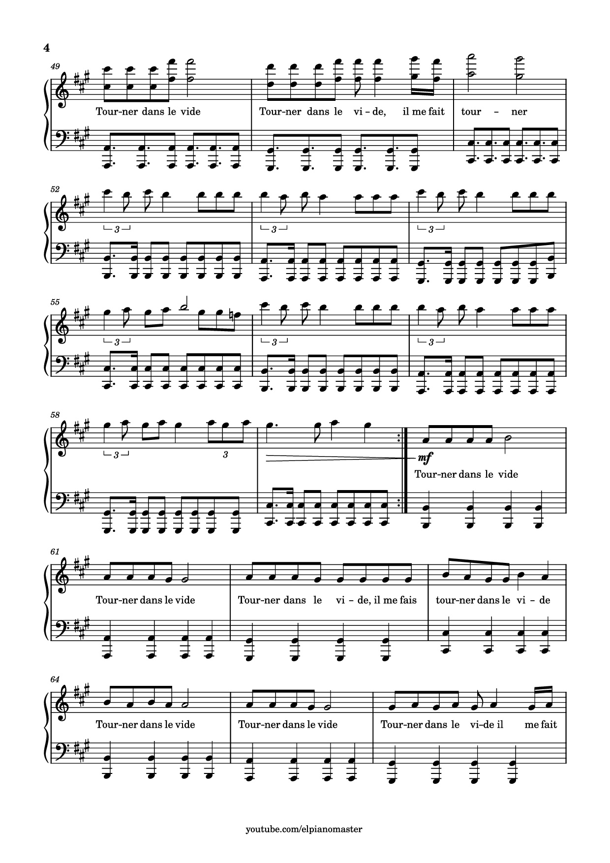 Trang 4 của Sheet nhạc PDF Piano bài hát Tourner dans le vide Piano - Trancribed by El Piano Master