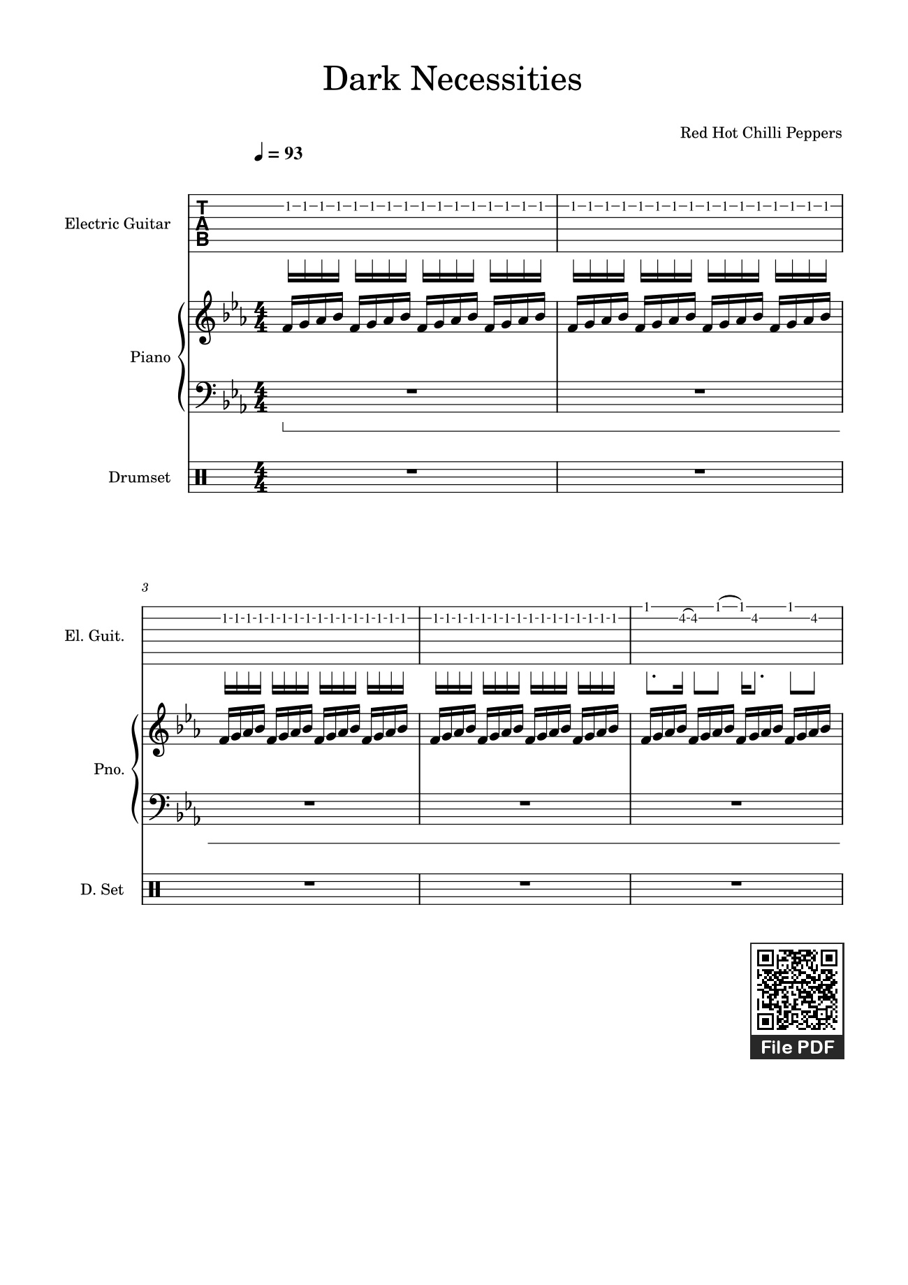 Sheet nhạc PDF bài Dark Necessities Piano