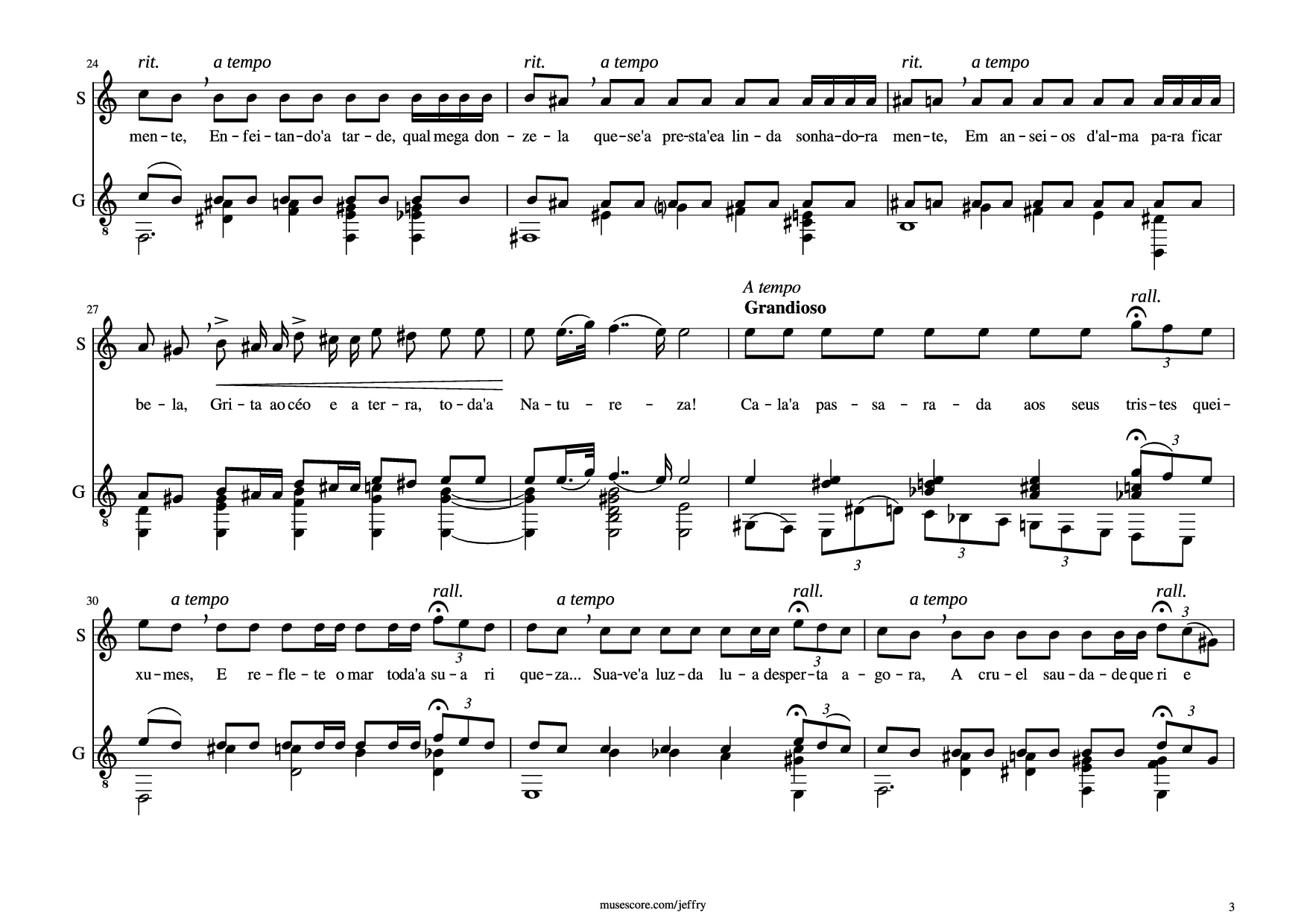 Trang 3 của Sheet nhạc PDF Guitar Tab bài hát Bachianas Brasileiras №5 Guitar TAB - Heitor Villa-Lobos