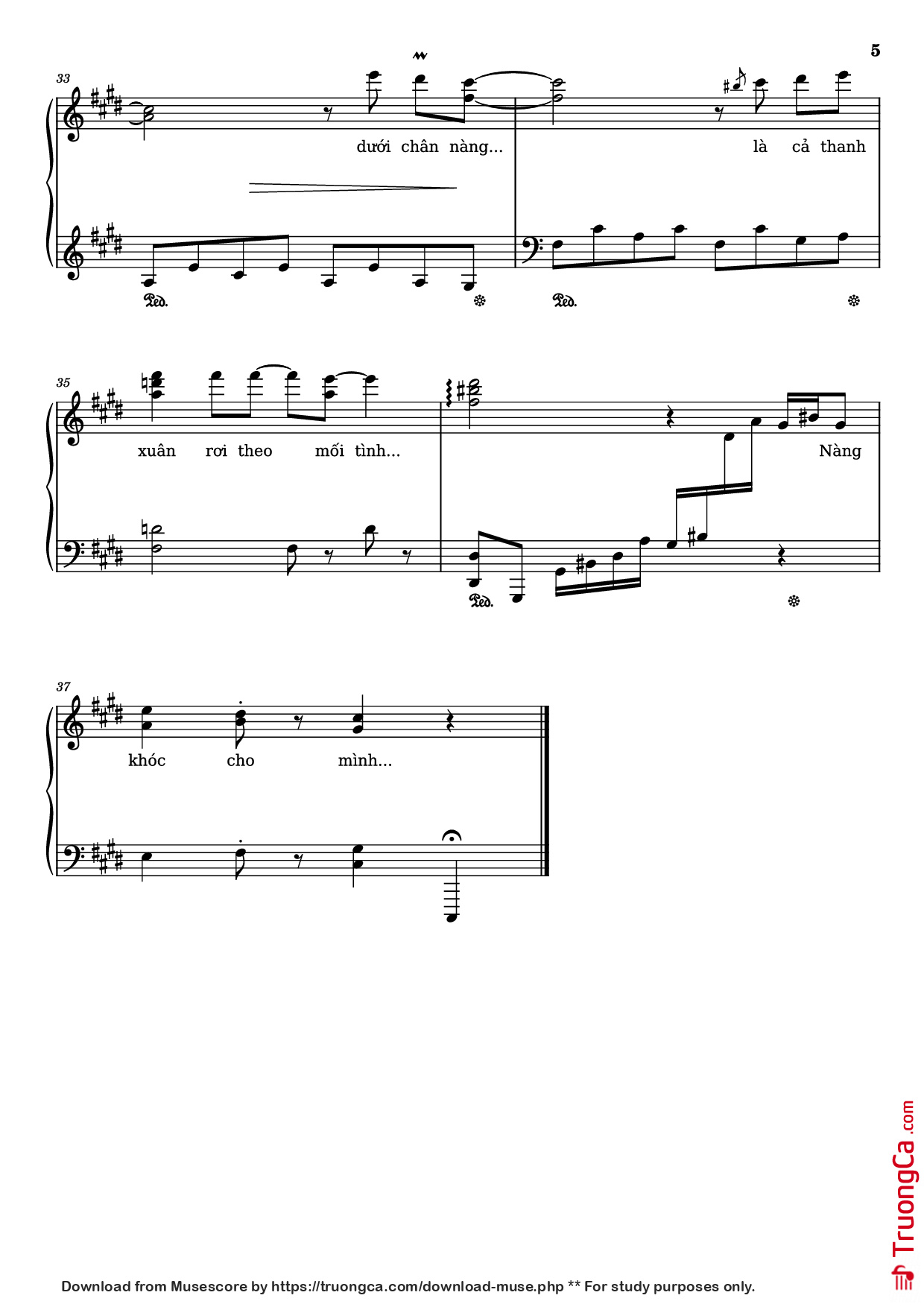 Trang 5 của Sheet nhạc PDF Piano bài hát Cánh hồng phai Piano - Dương Khắc Linh