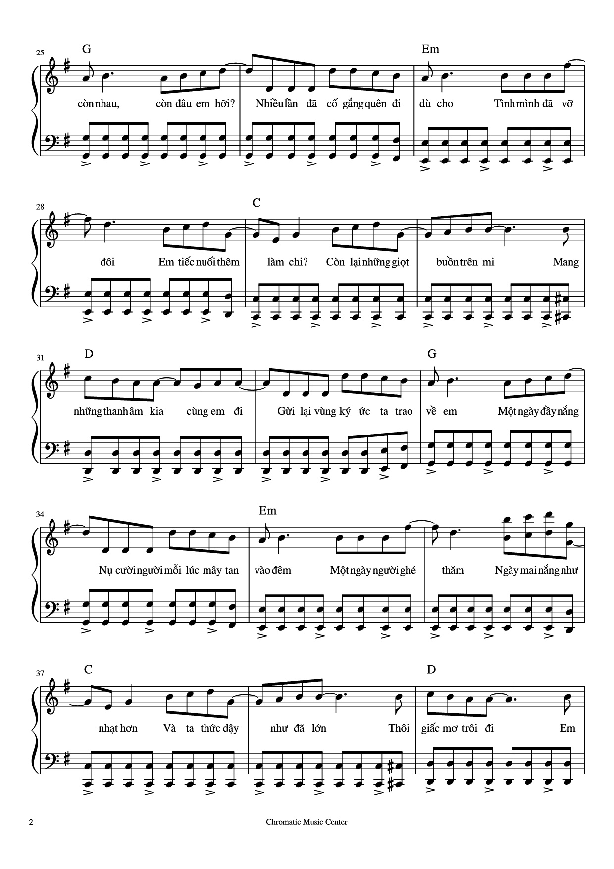 Trang 2 của Sheet nhạc PDF Piano bài hát Vùng Ký Ức Piano - Chillies