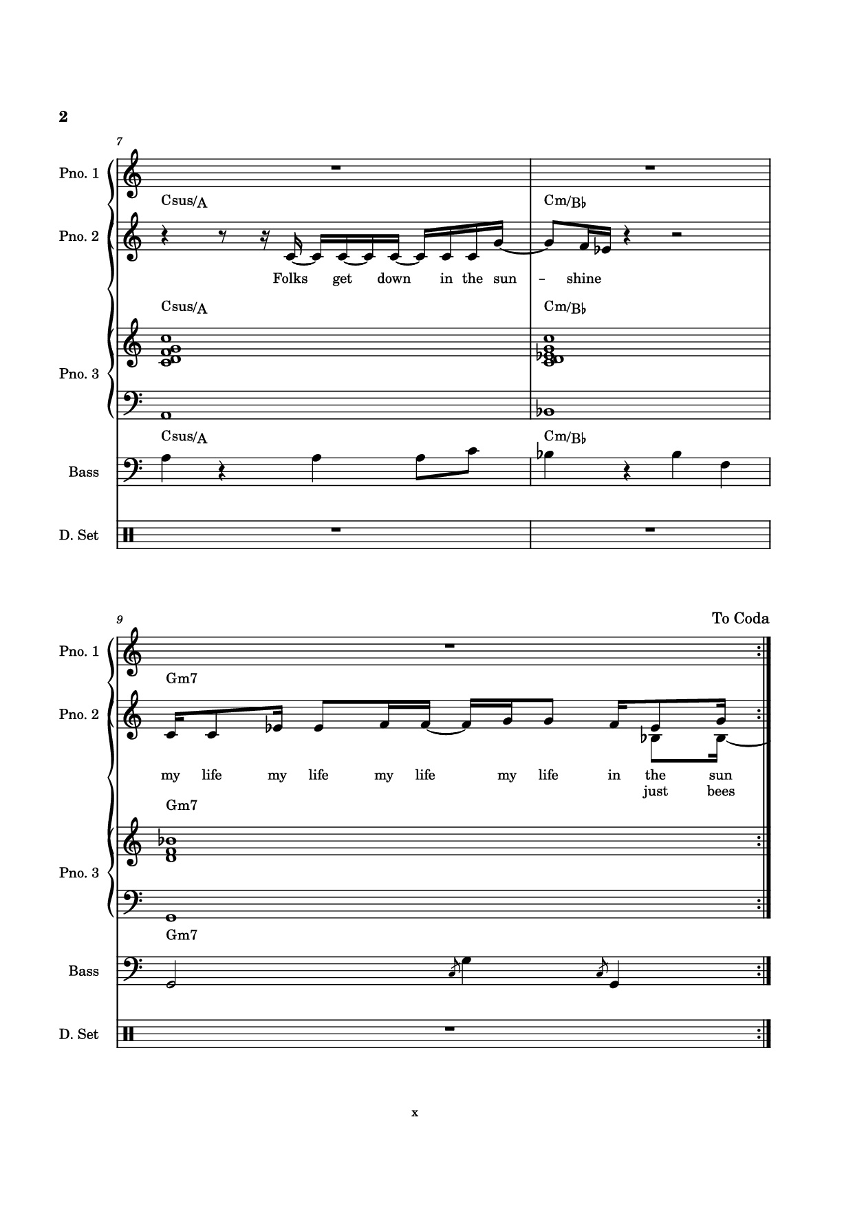Trang 2 của Sheet nhạc PDF Piano Guitar Tab bài hát Everybody Loves the Sunshine Piano - Arr. Mohsam