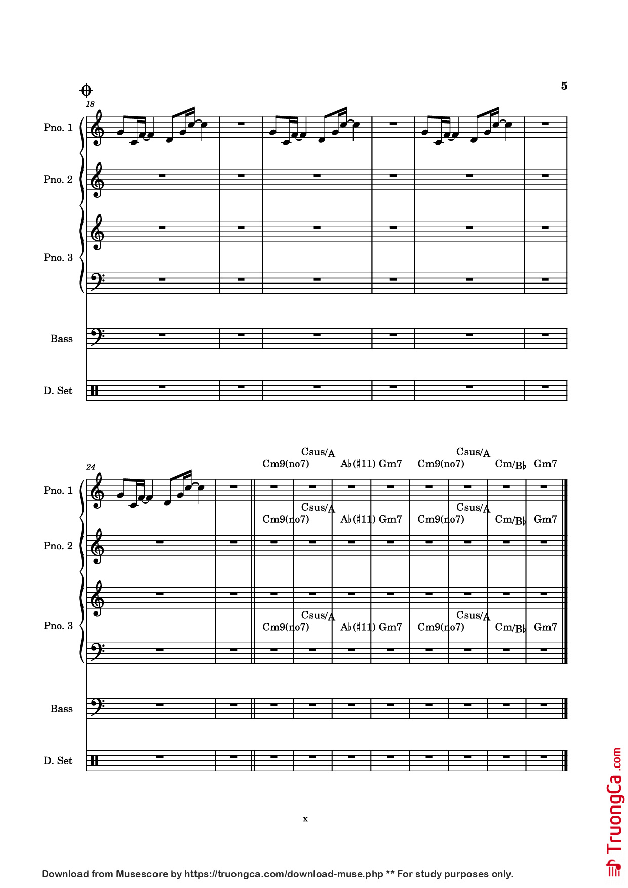 Trang 5 của Sheet nhạc PDF Piano Guitar Tab bài hát Everybody Loves the Sunshine Piano - Arr. Mohsam