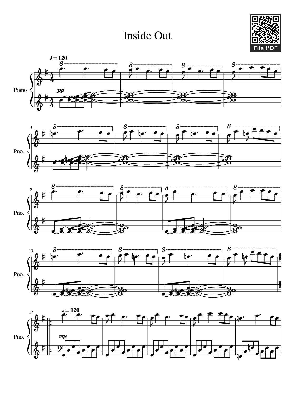 Sheet nhạc PDF bài Inside Out Piano