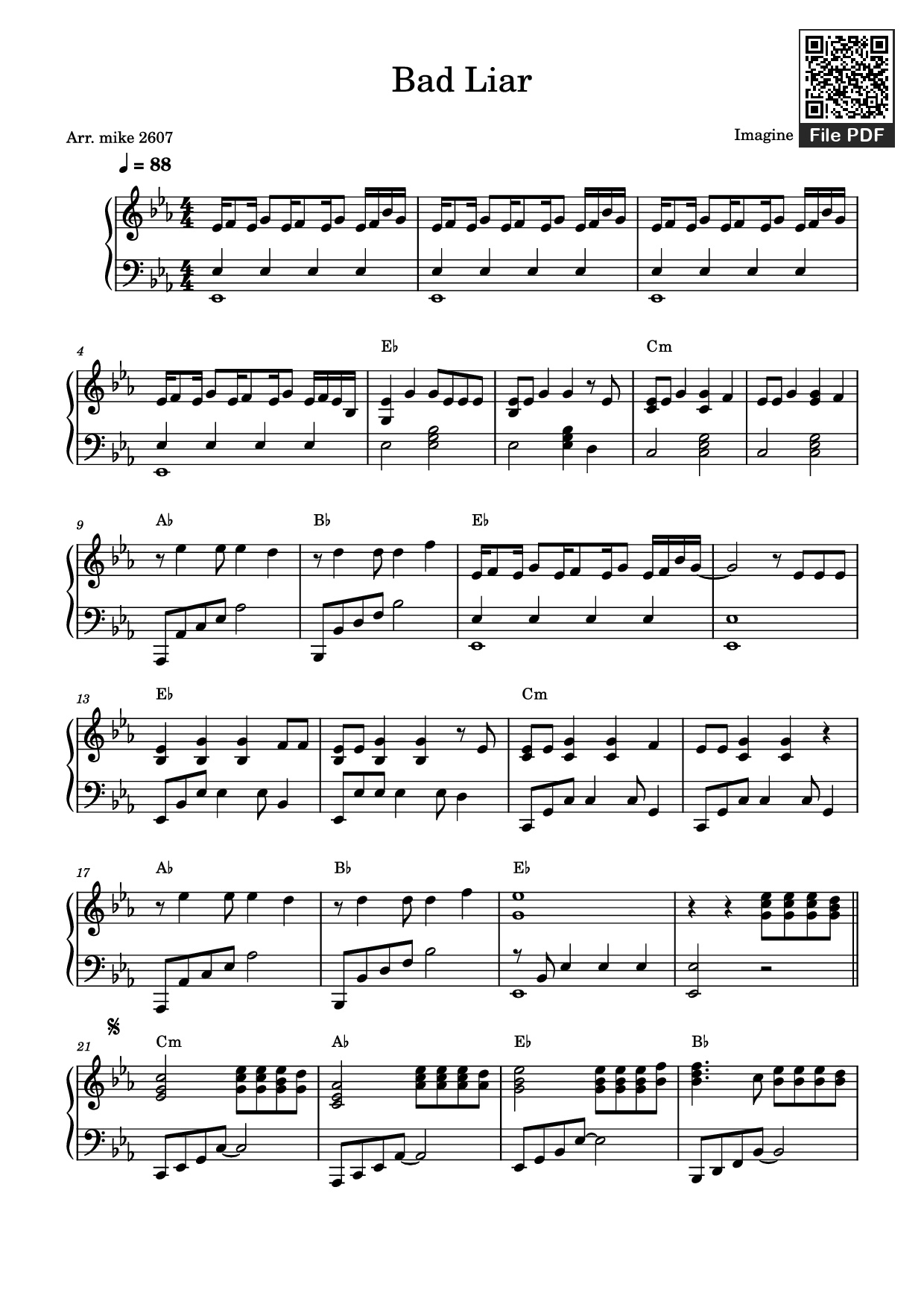Trang 1 của Sheet nhạc PDF Piano bài hát Bad Liar Piano - Imagine Dragons