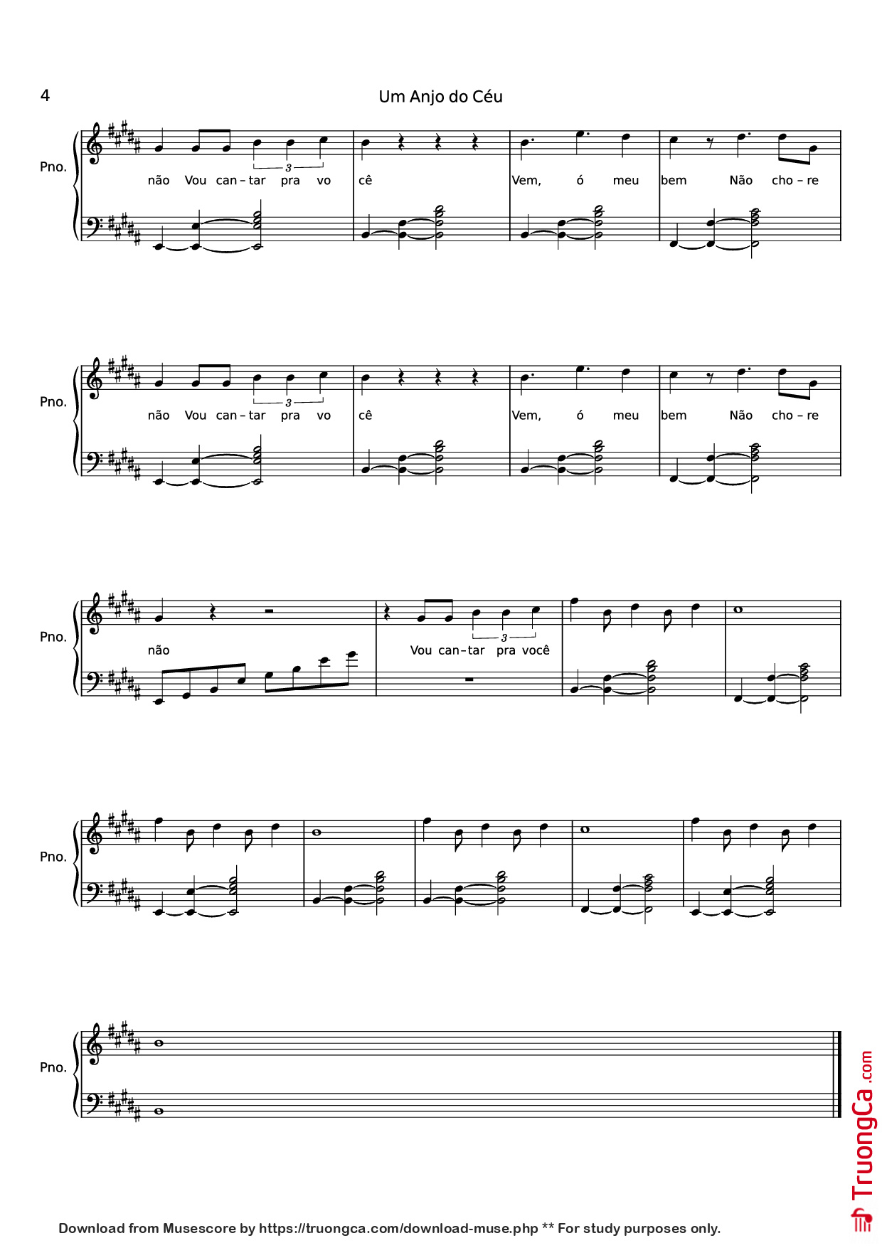 Trang 4 của Sheet nhạc PDF Piano bài hát Um Anjo do Céu Piano - Maskavo