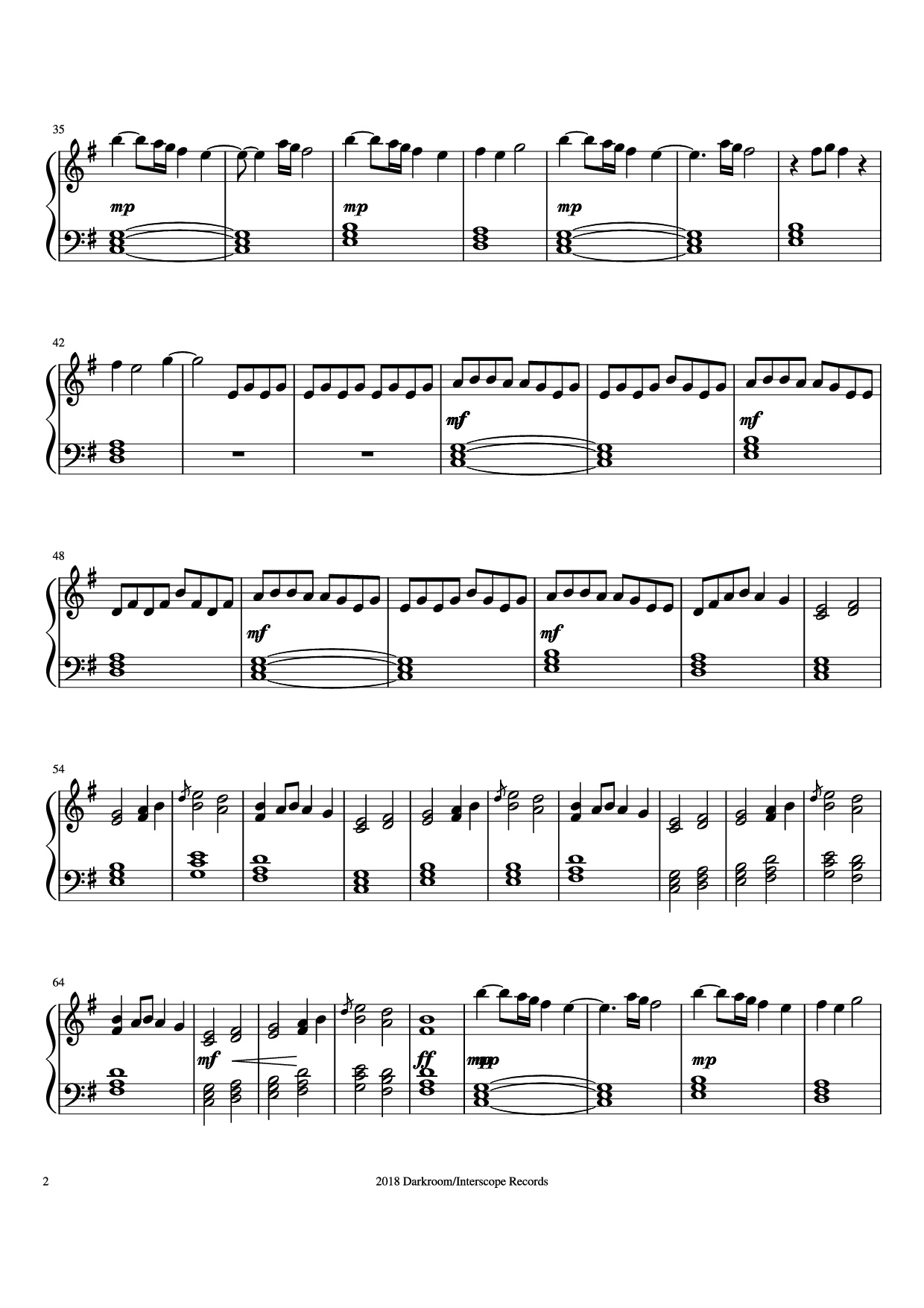 Trang 2 của Sheet nhạc PDF Piano bài hát lovely Piano - Arranged by Sophie Joslin