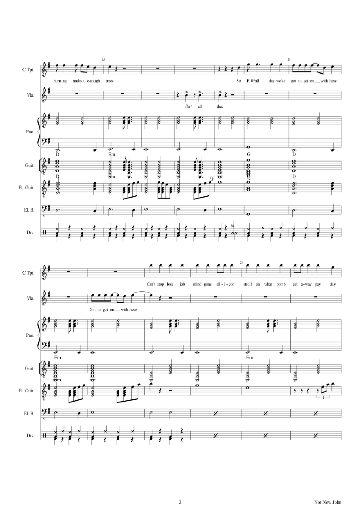 Trang 2 của Sheet nhạc PDF Piano Guitar Tab bài hát Not Now John Piano - Roger Waters