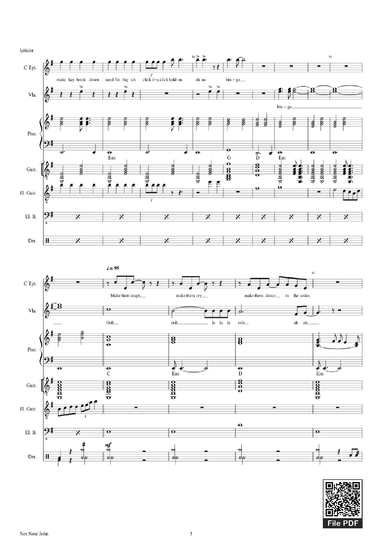Trang 3 của Sheet nhạc PDF Piano Guitar Tab bài hát Not Now John Piano - Roger Waters