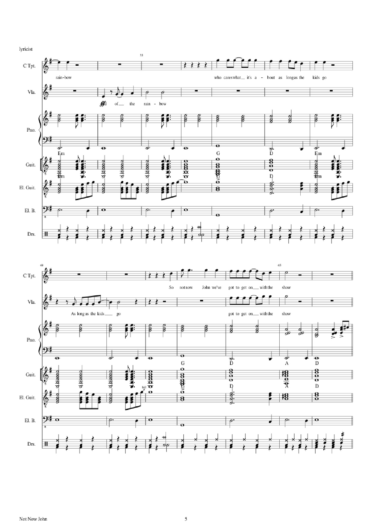 Trang 5 của Sheet nhạc PDF Piano Guitar Tab bài hát Not Now John Piano - Roger Waters